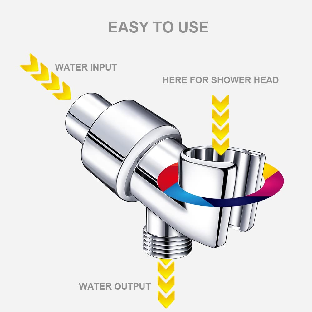 Adjustable Shower Arm Holder Mount for Handheld Shower Head - Chrome Silver Shower Arm Connector for Shower Hose - Perfect for Bathroom Renovation & Spa-Like Shower Experience