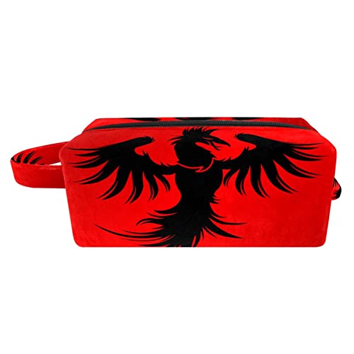 Black Phoenix Travel Makeup Bag - Waterproof Cosmetic Organizer with Zipper & Handle for Women | Perfect for Airplane Carry-on, Gym, Beach & Daily Essentials Storage