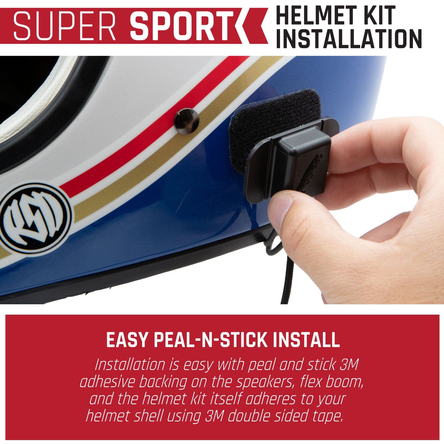 SUPER SPORT Complete Motorcycle Communication Kit with Lightweight SPORT Cables - Bluetooth Headset, Intercom System for Riders - Perfect for Group Rides, Touring & Adventure Motorcycling