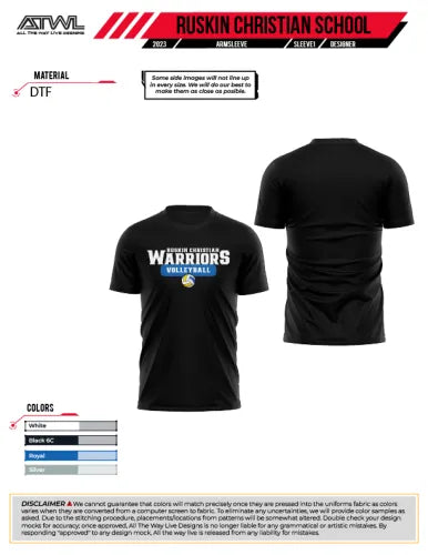 Ruskin Christian Volleyball DTF Men's Polyester Parent Shirt - Comfortable Team Apparel for Games & Practice - Perfect for Volleyball Tournaments, School Events & Fan Support
