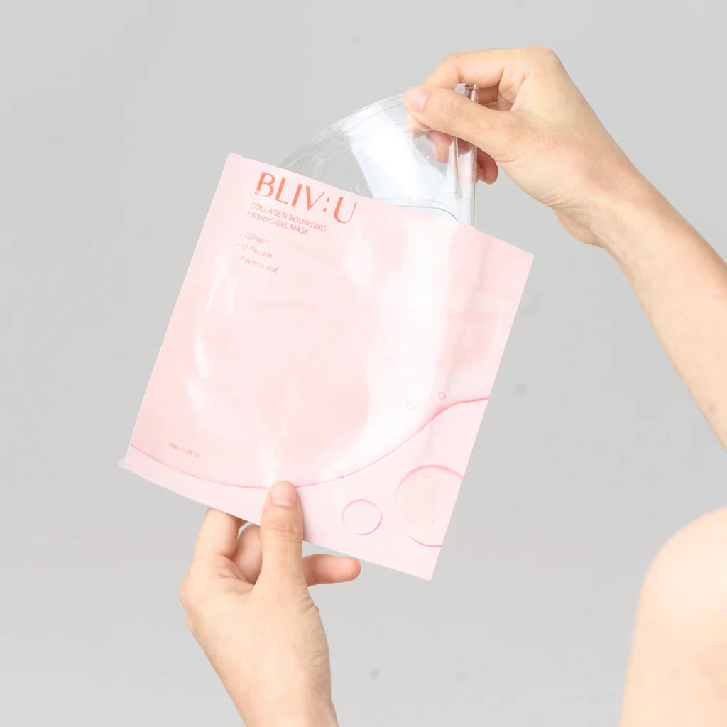 BLIV:U Collagen Bouncing Firming Gel Mask - 5 Pack for Hydrating & Anti-Aging - Perfect for Night Skincare Routine & Spa Days
