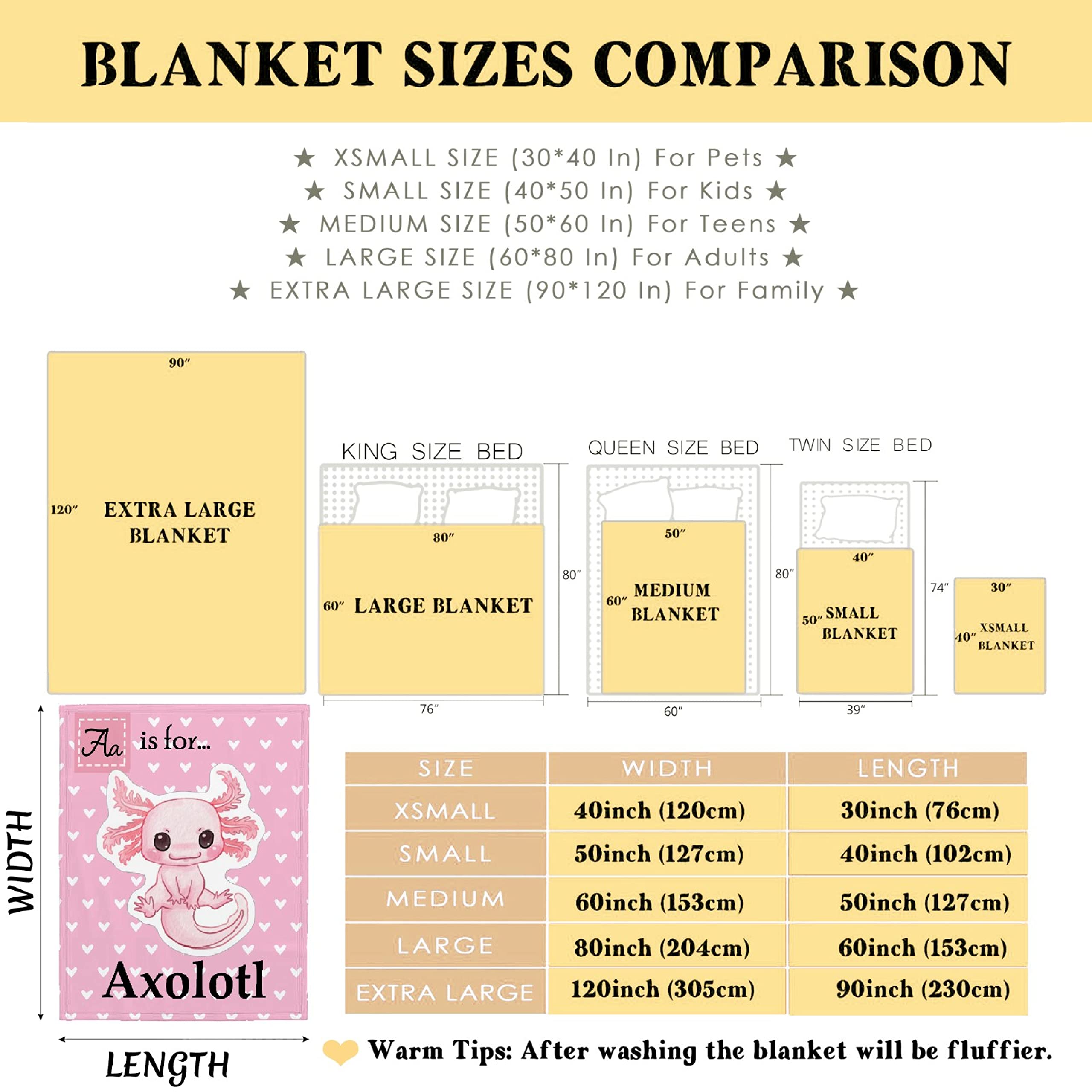 Soft Axolotl Blanket Throw - Mexican Salamander Flannel Fleece Blanket for Adults & Teens - Lightweight Cozy Animal Blanket for Sofa, Bed, Couch & Travel - Perfect Gift for Axolotl Lovers - 60