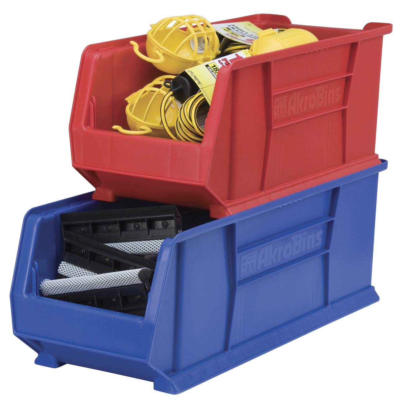 Akro-Mils 30292 Large Plastic Storage Bins - 4-Pack Stackable Organizer Bins for Garage, Classroom, Warehouse (30