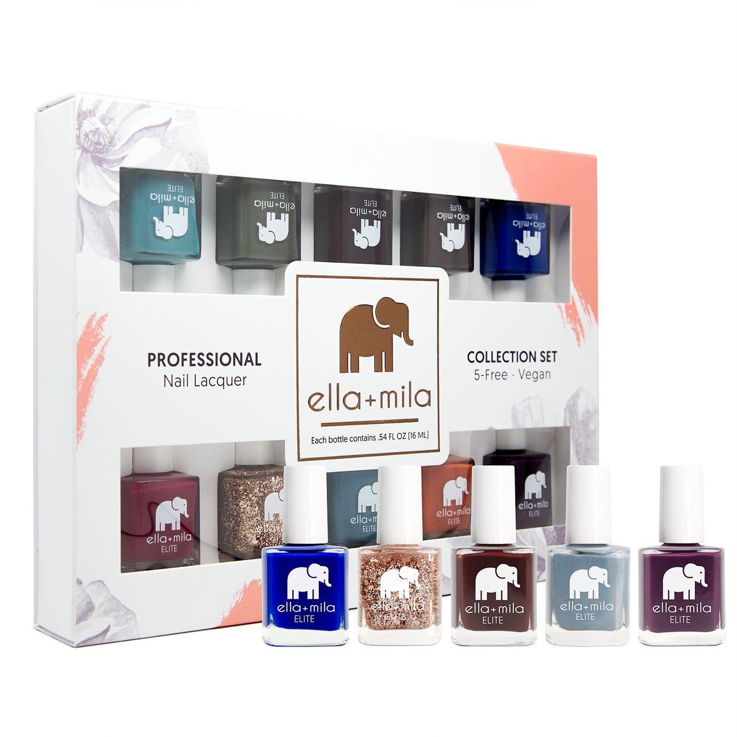 Ella+Mila Professional Nail Polish Set - 10 Pack Quick Dry, Long-Lasting & Chip Resistant Nail Polish Kit (Elite Collection A, 0.45 fl oz each) - Perfect for Salon, Home Manicures & Gift Giving