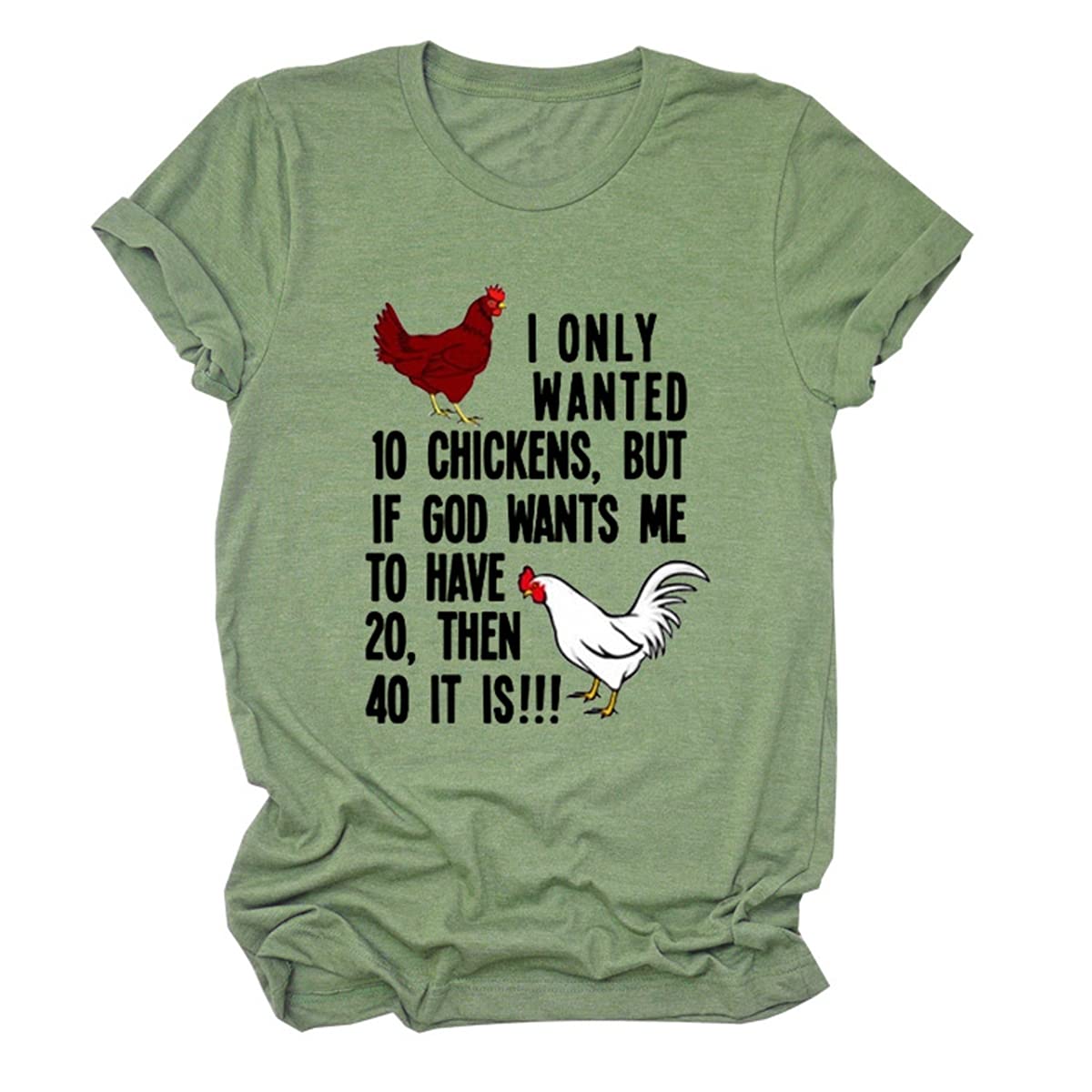 Funny Chicken Graphic T-Shirt for Women - 'I Only Wanted 10 Chickens' Novelty Tee | Cute Casual Short Sleeve Top for Everyday Wear, Chicken Lovers Gift, Farm Theme Outfit