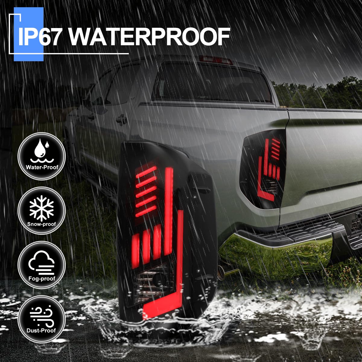 2014-2021 Toyota Tundra LED Tail Lights Assembly - Sequential Turn Signals, DRL & Brake Lights - Smoke Lens Replacement for Pickup Truck (Passenger & Driver Side) - Perfect for Night Driving & Enhanced Safety