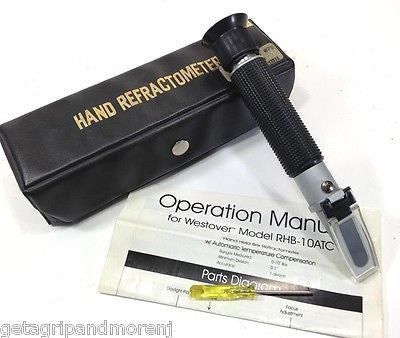 Digital Hand Refractometer RHB-10ATC - 0-10% Brix Range, Automatic Temperature Compensation - Perfect for Honey, Maple Syrup & Beverage Testing