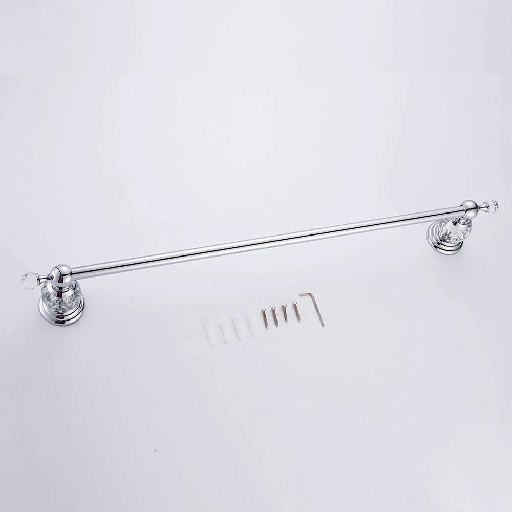 Premium Zinc Alloy & Susgold Silver Wall Mounted Towel Rack - Single Rod Crystal Head Design for Bathroom - Chrome Finish Towel Holder for Hand Towels, Bath Towels & Robes - Perfect for Spa, Hotel & Home Bathroom Organization