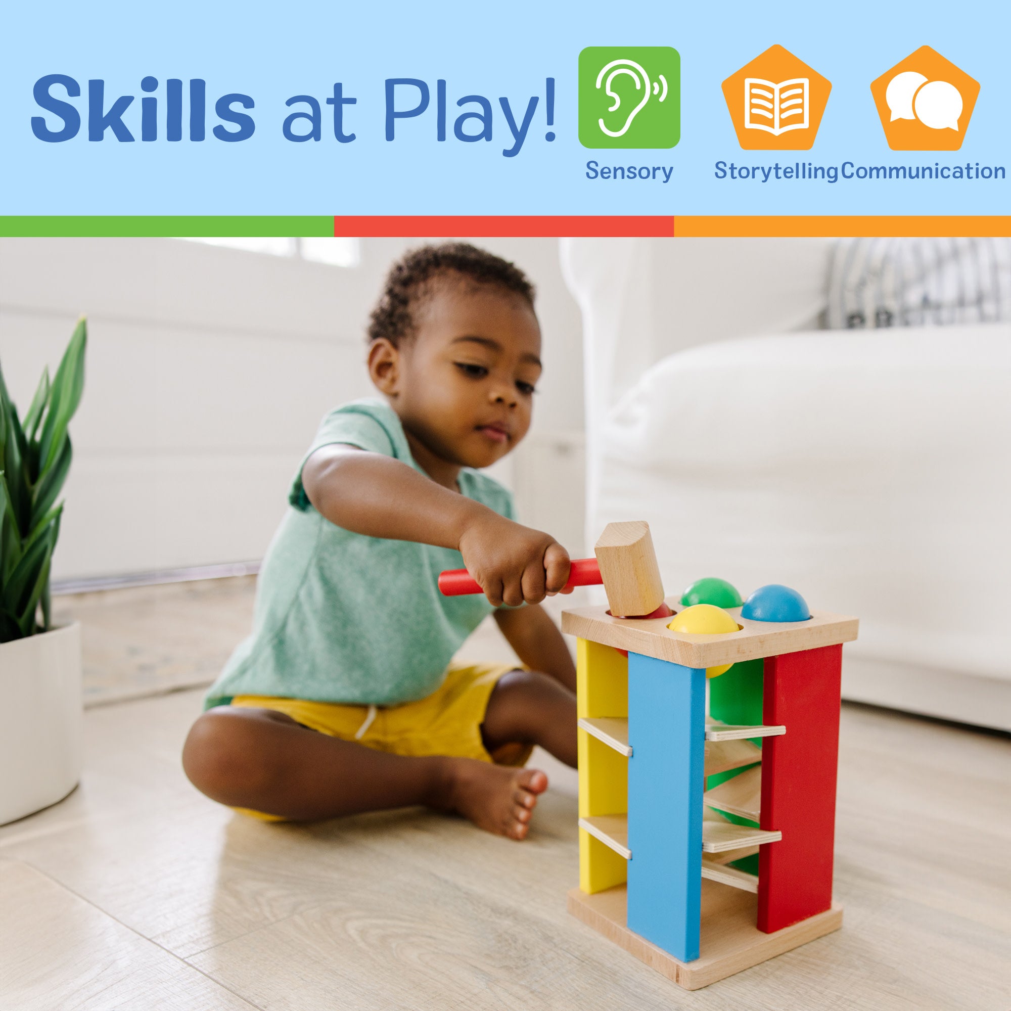 Pound & Roll Tower - Stacking Game for Kids & Adults - Fun Wooden Block Toy for Family Game Night & Party Entertainment