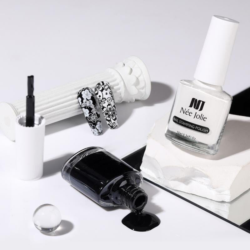NEE JOLIE Nail Stamping Polish Kit - Long Lasting Metallic Nail Art Polish for DIY Manicure - Perfect for Home Salon, Nail Art Designs & Professional Nail Stamping
