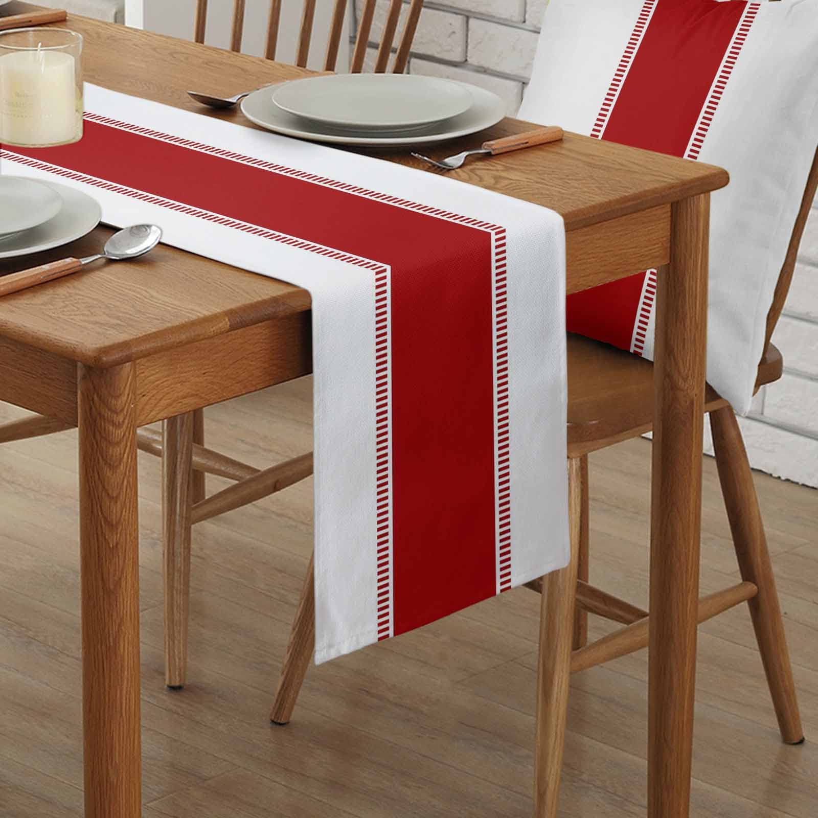 Non-Slip Red Stripes Table Runner 70 Inches Long - Modern Farmhouse Decorative Cover for Kitchen, Dining, Coffee Table - Perfect for Weddings, Parties & Home Decor