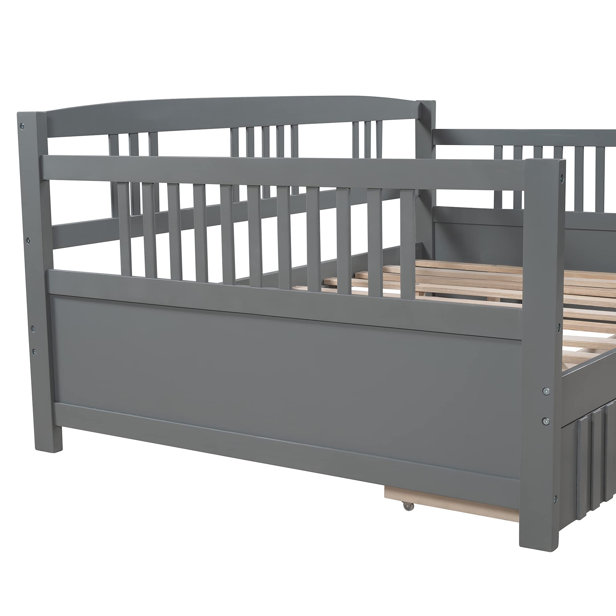 Wood Full Size Daybed with Storage Drawers - Sturdy Dual-Use Bed for Living Room & Guest Room
