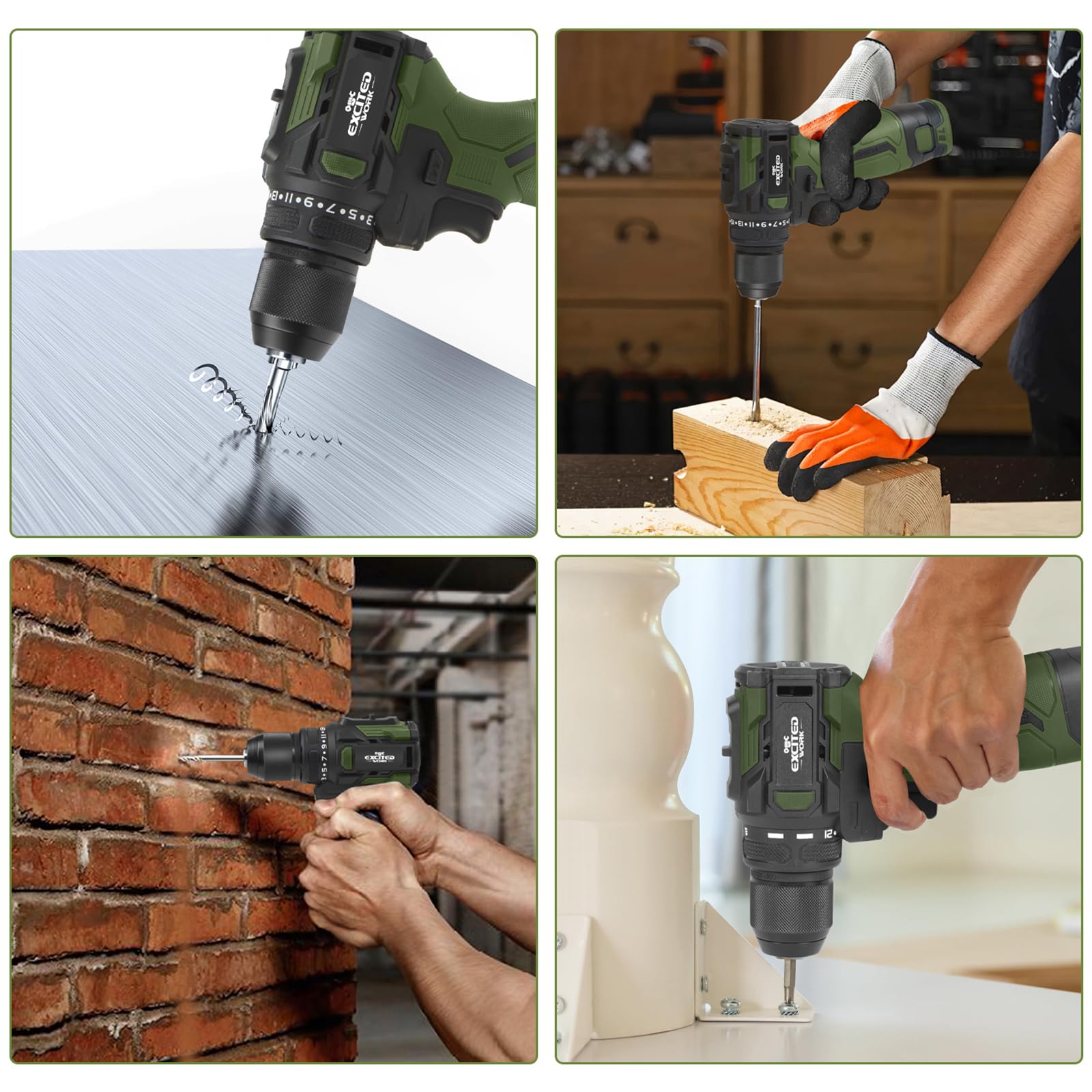17V Brushless Cordless Power Drill Kit - 55Nm Electric Drill with 2x 1500mAh Batteries, 2-Speed Settings, 20+1 Torque Adjustments & LED Work Light - Perfect for DIY Home Projects, Woodworking, and Professional Construction Work