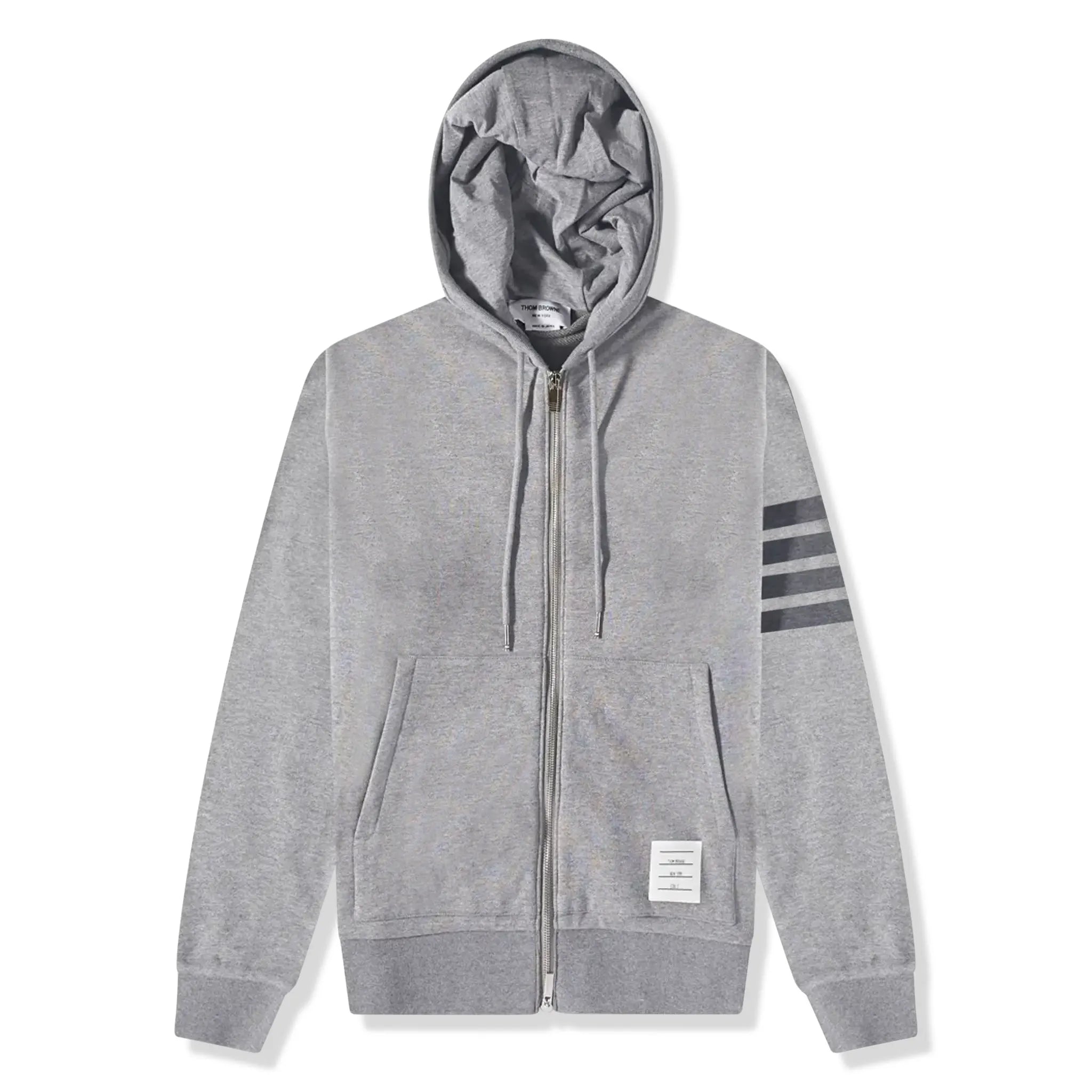 Thom Browne Classic Loopback 4-Bar Tonal Full Zip Hoodie - Medium Grey | Men's Luxury Streetwear for Casual Wear & Urban Fashion