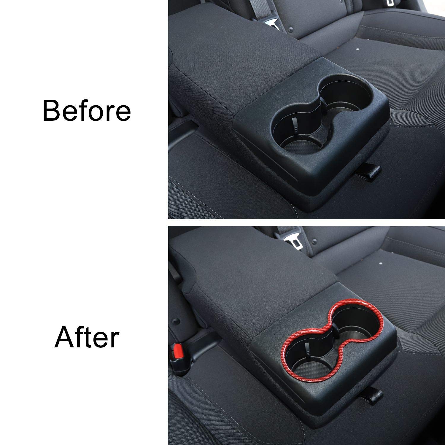 2010-2020 Dodge Charger Cup Holder Trim - ABS Red/Black Fiber Replacement Part for Center Console - Perfect for Car Accessories & Interior Upgrades