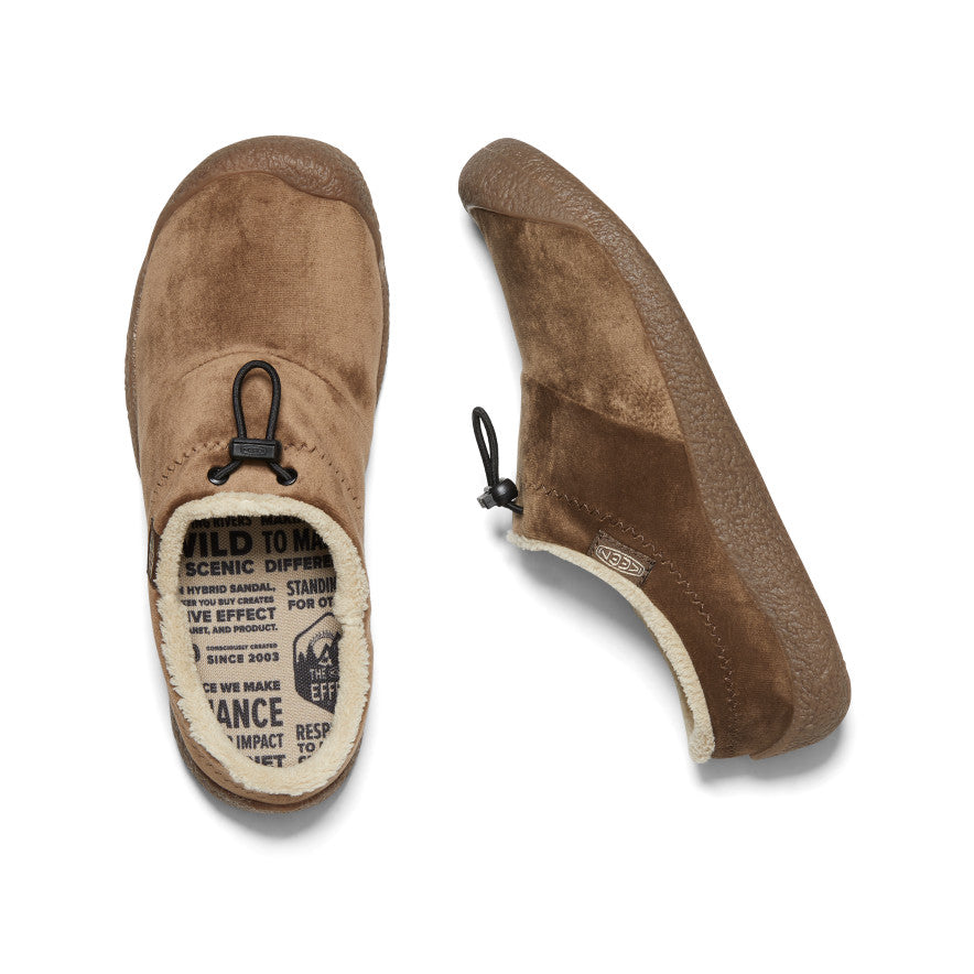 Women's Howser III Slide Sandals - Dark Earth Velour Comfortable House Slippers for Indoor/Outdoor Wear - Perfect for Home, Spa, and Relaxation