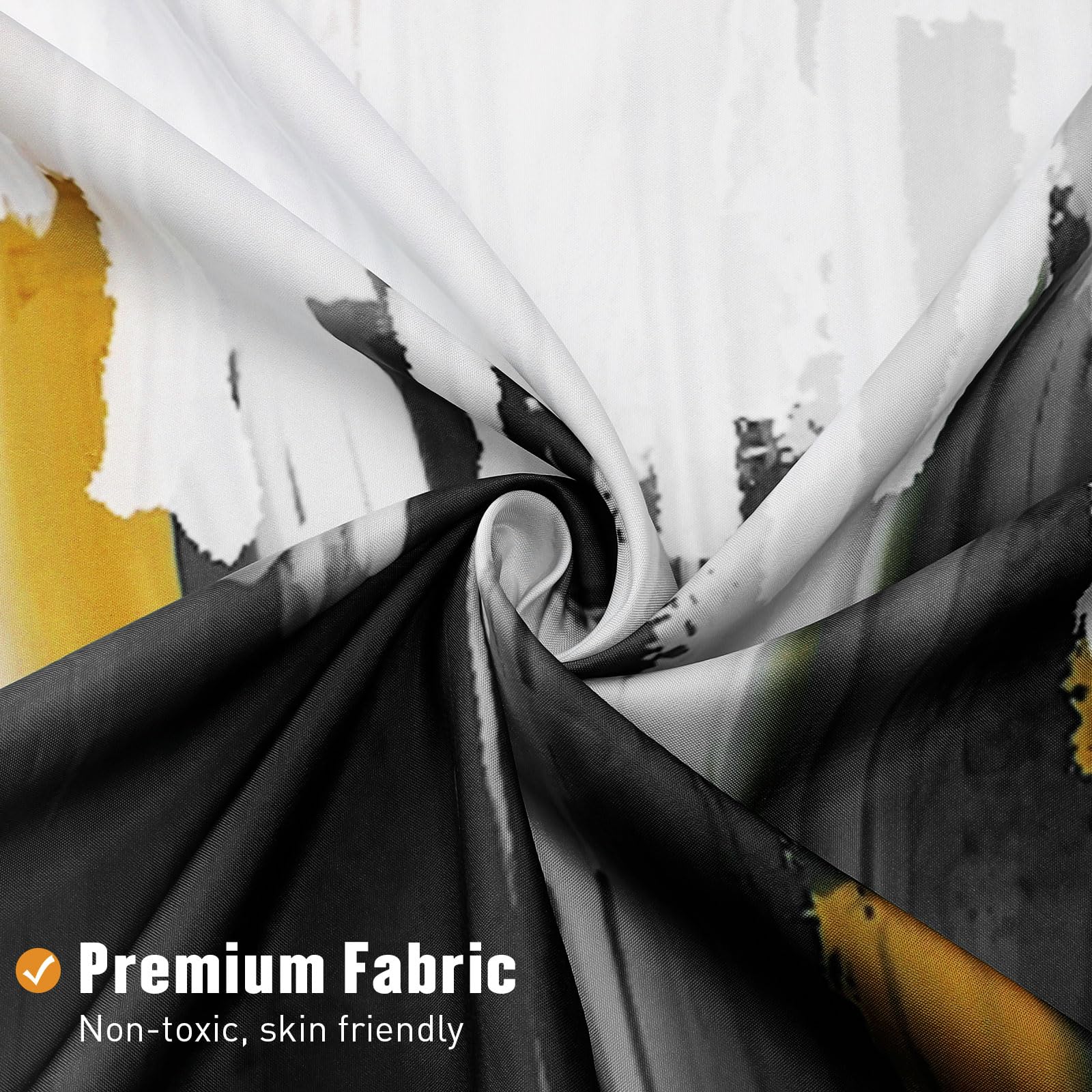Black Small Stall Shower Curtain 36 x 72 Inches - Abstract Ombre Half Size Narrow Bathroom Curtain Set with Graffiti Oil Painting Design - Waterproof & Stylish for Modern Bathroom Decor - Perfect for Apartments, Dorms & Small Showers