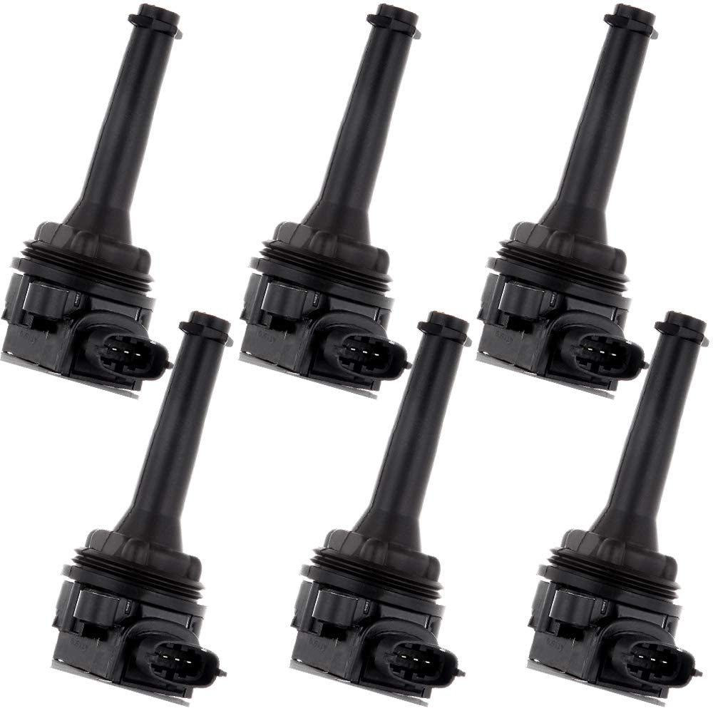 6-Pack Ignition Coil Set Compatible with Volvo C70/S60/S70/S80/V70/XC70/XC90 (1999-2009) - Direct Replacement for OE UF341 5C1320 - Perfect for Engine Performance & Tune-Up Maintenance
