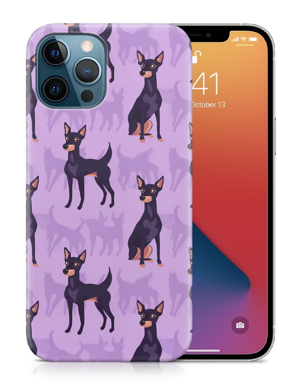 Cute Manchester Terrier Puppy Dog Pattern Polycarbonate Phone Case for Apple iPhone 12 Pro - Durable Protective Cover with Slim Fit Design, Perfect for Everyday Use, Travel, and Outdoor Activities