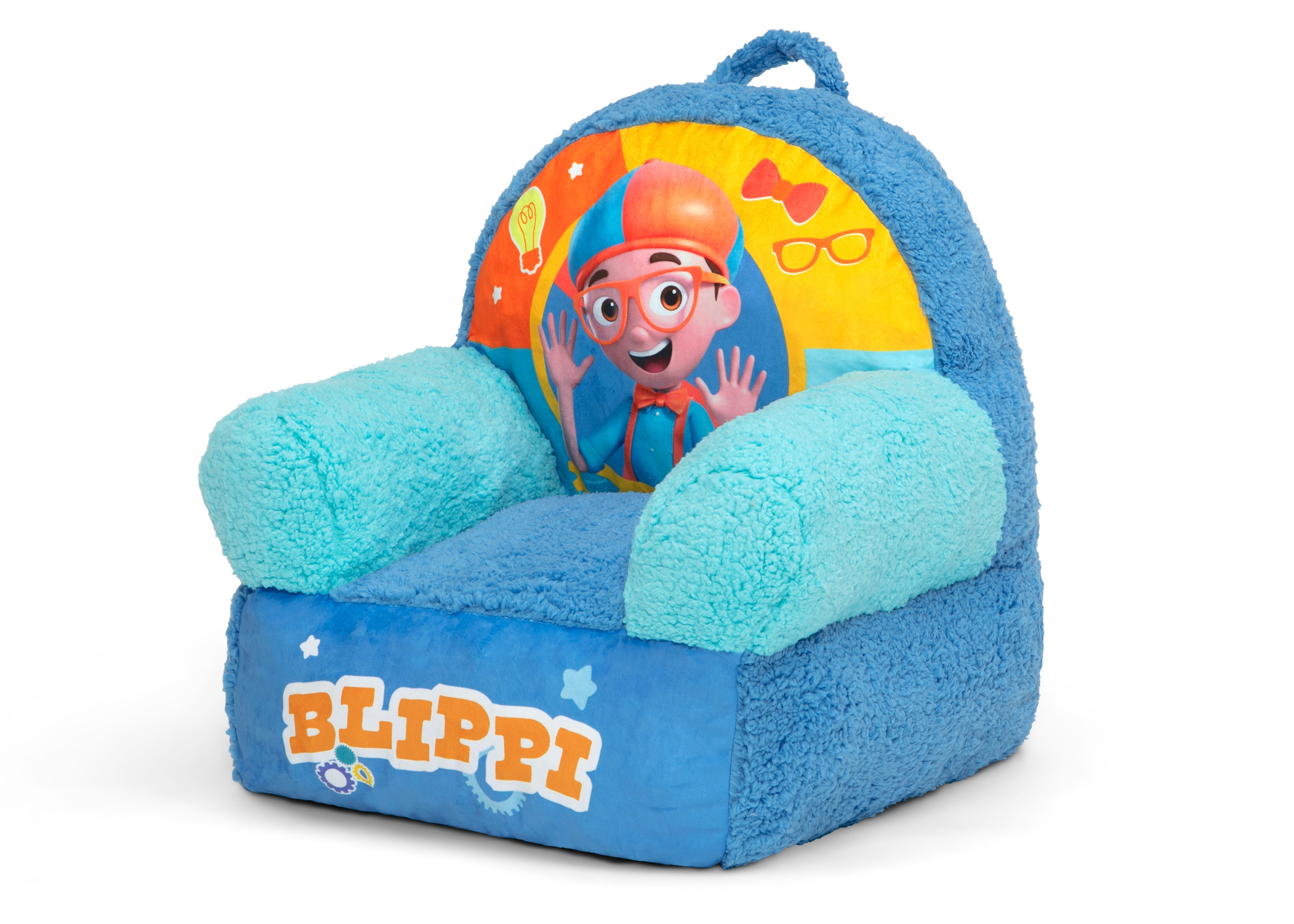 Blippi Cozee Buddy Chair - Kids Plush Chair with Storage, Soft & Comfortable for Playroom, Bedroom, or Reading Nook - Perfect for Toddlers & Preschoolers