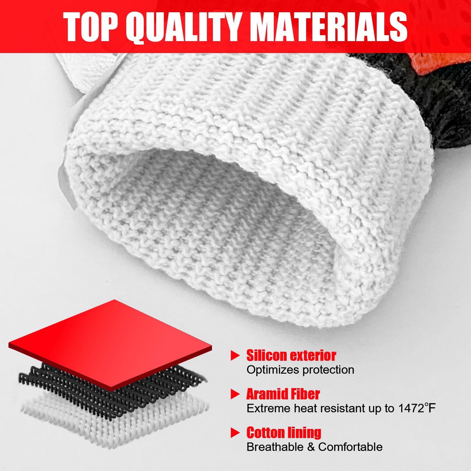 Heat Resistant Gloves for Grilling & Cooking - 1472℉ Protection with 5