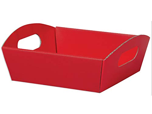 6-Pack Red Small Shallow Folding Market Trays - Perfect for Gourmet Gift Baskets, Food Displays & Home Decor | Great for Parties, Weddings & Farmers Markets