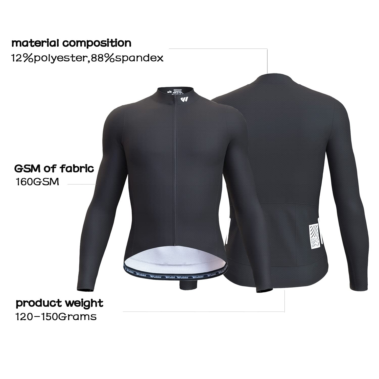 **Men's Long Sleeve Cycling Jersey - Full Zip Breathable Bike Shirt with Pockets - Road Bicycle Clothing for Training & Outdoor Riding**