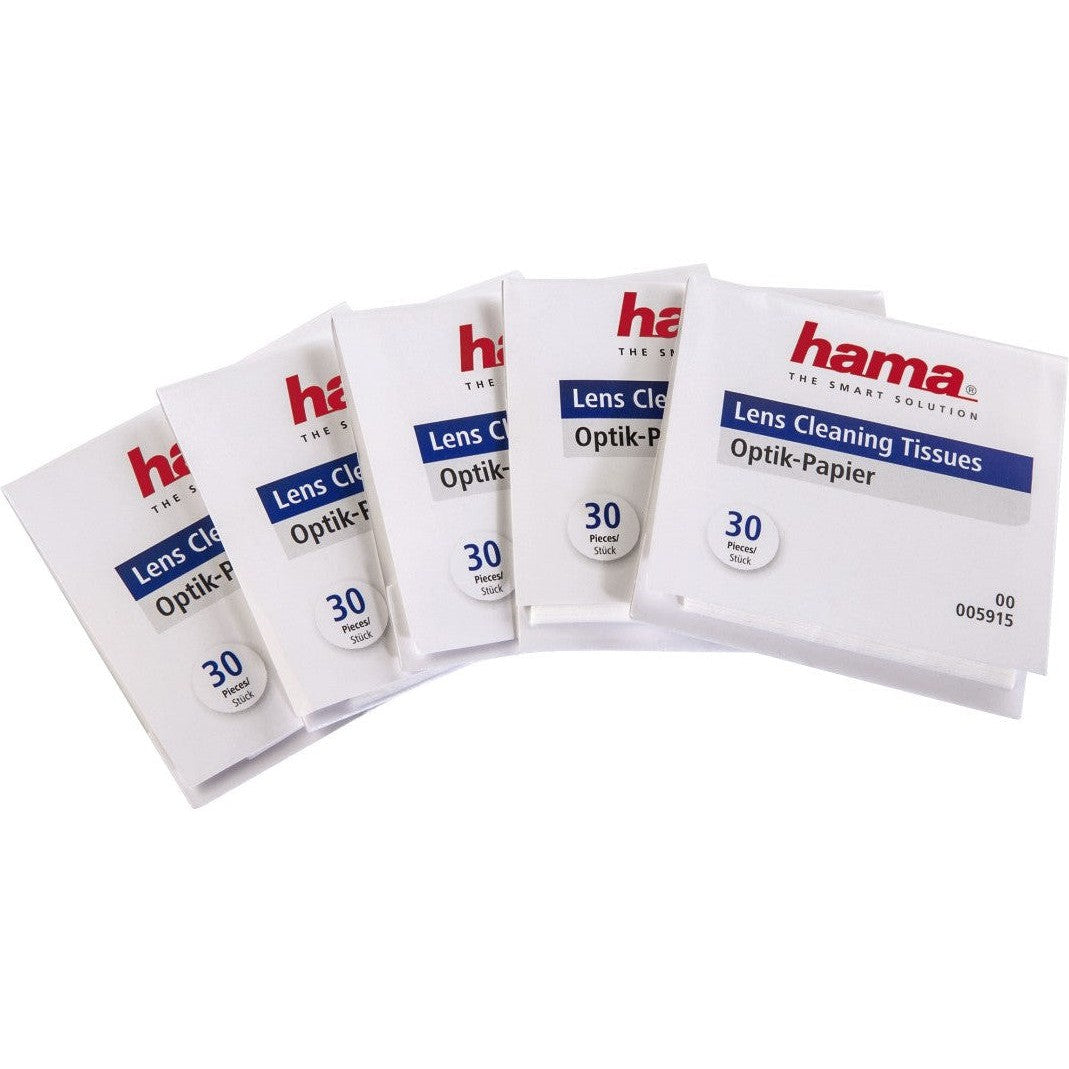 Hama Cleaning Tissues - 5 Pack of 30 Tissues Each | Premium Lens & Screen Cleaning Wipes for Glasses, Phones, Cameras & Electronics | Gentle & Streak-Free
