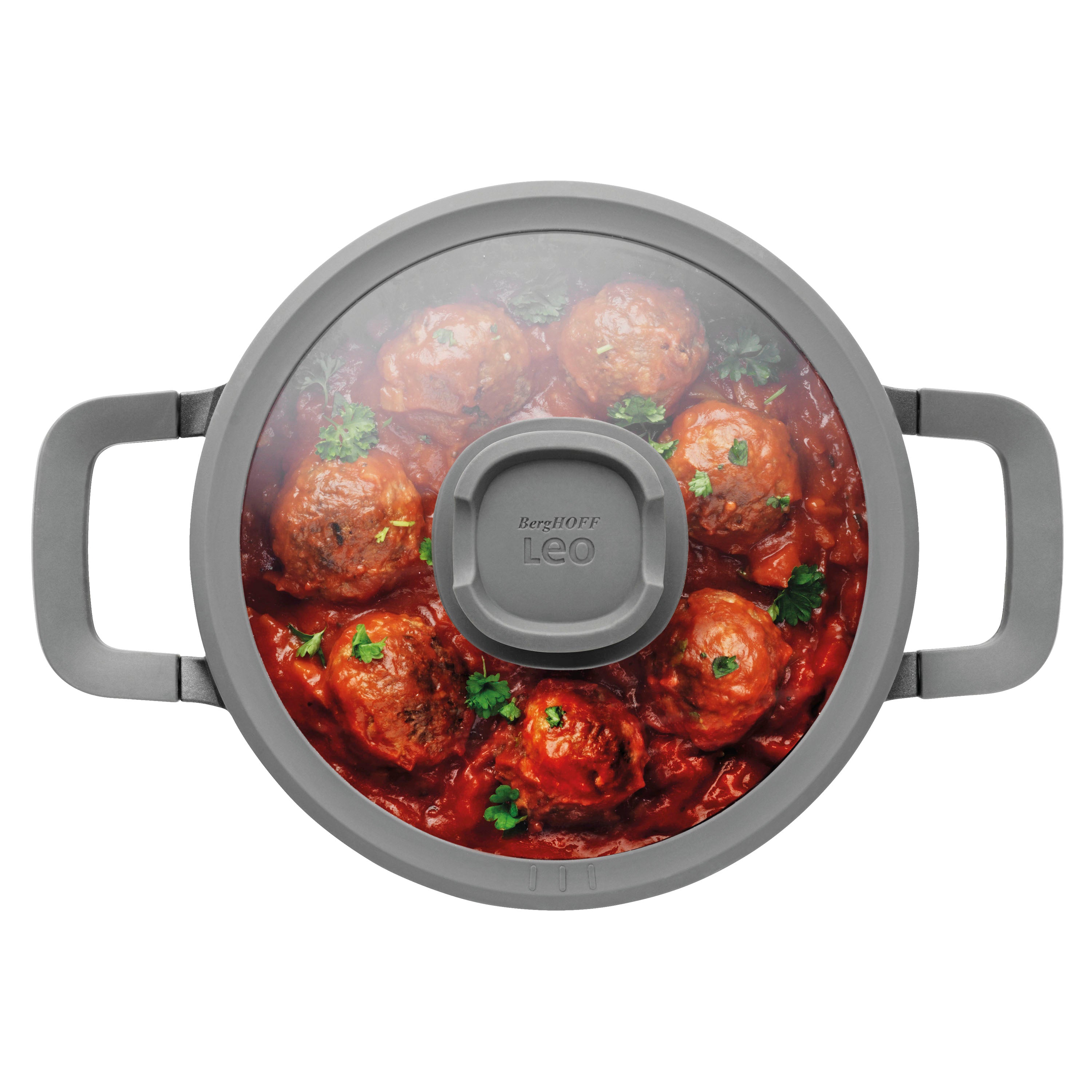 BergHOFF Leo Stone+ Nonstick Ceramic 8-Inch Stockpot 3-Quart with Lid, Recycled Aluminum Cookware - Perfect for Soups, Stews & Pasta Cooking