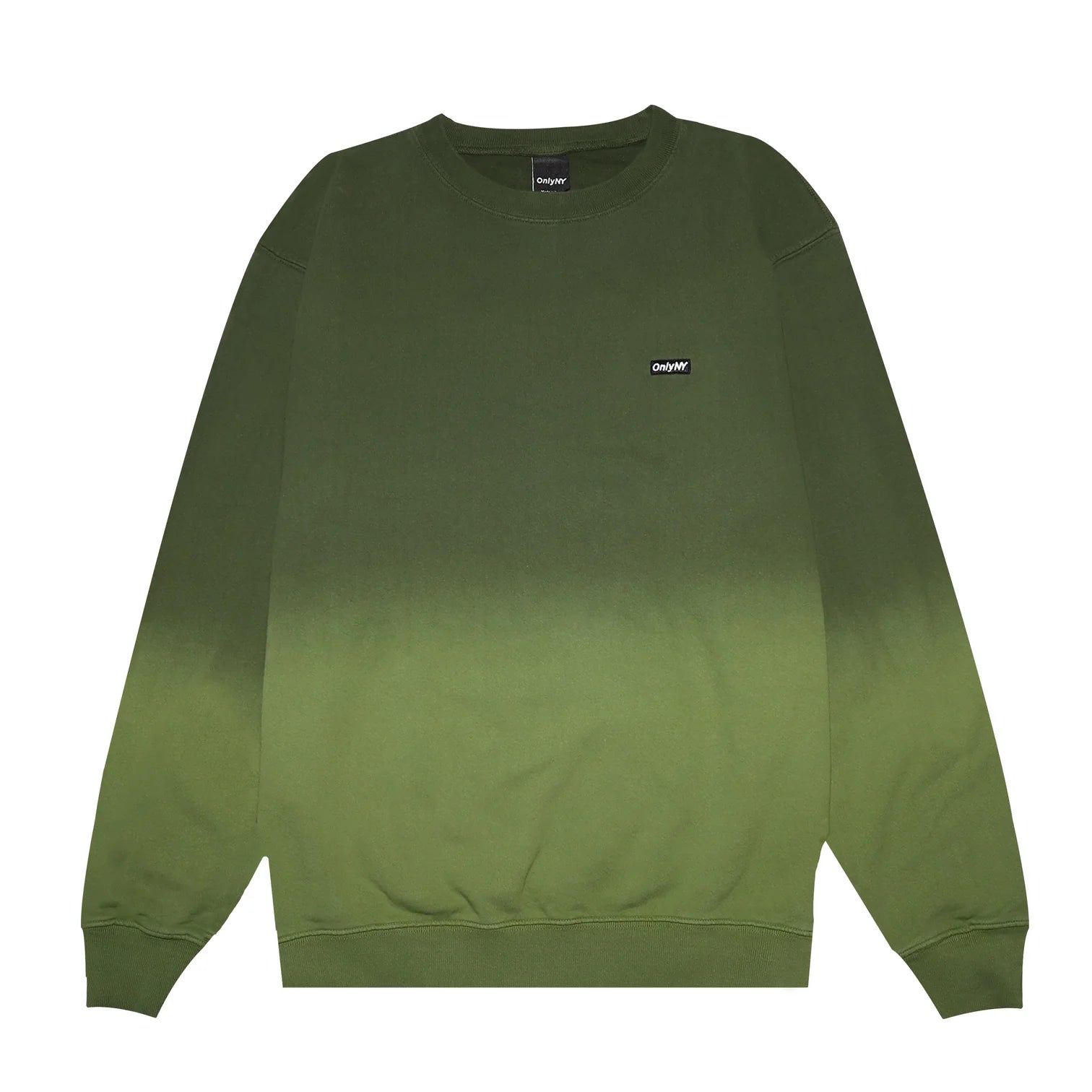 Only NY Block Logo Dip Dye Crewneck Sweatshirt - Moss Green | Comfortable Streetwear for Men & Women | Perfect for Casual Outfits, Street Style & Loungewear