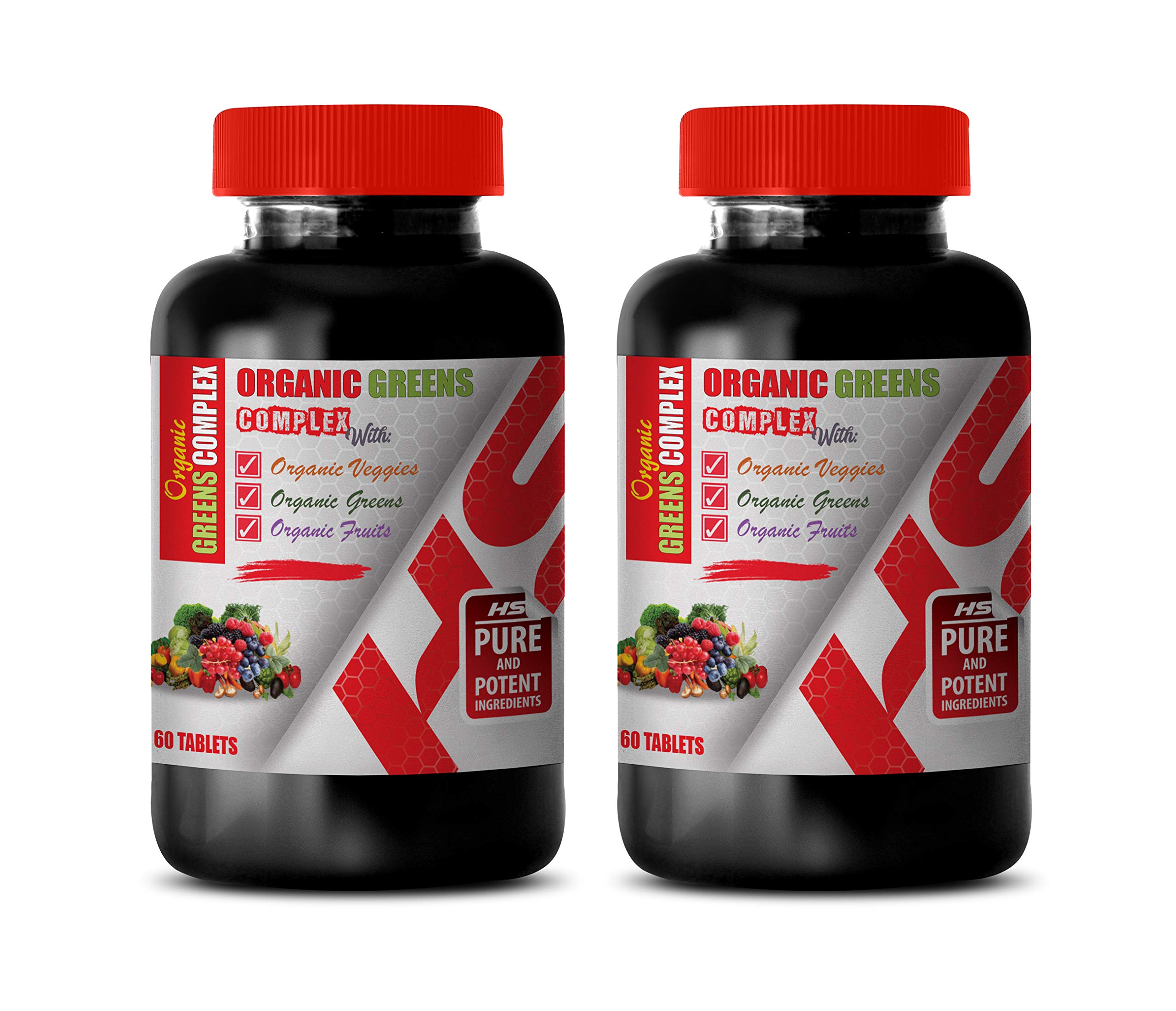 Organic Immune Support Vitamins for Men - Super Greens Complex with Veggies, Fruits & Antioxidants - Strawberry Flavor Supplement (120 Tablets, 2 Bottles) - Daily Wellness Booster for Active Lifestyles & Immune Defense