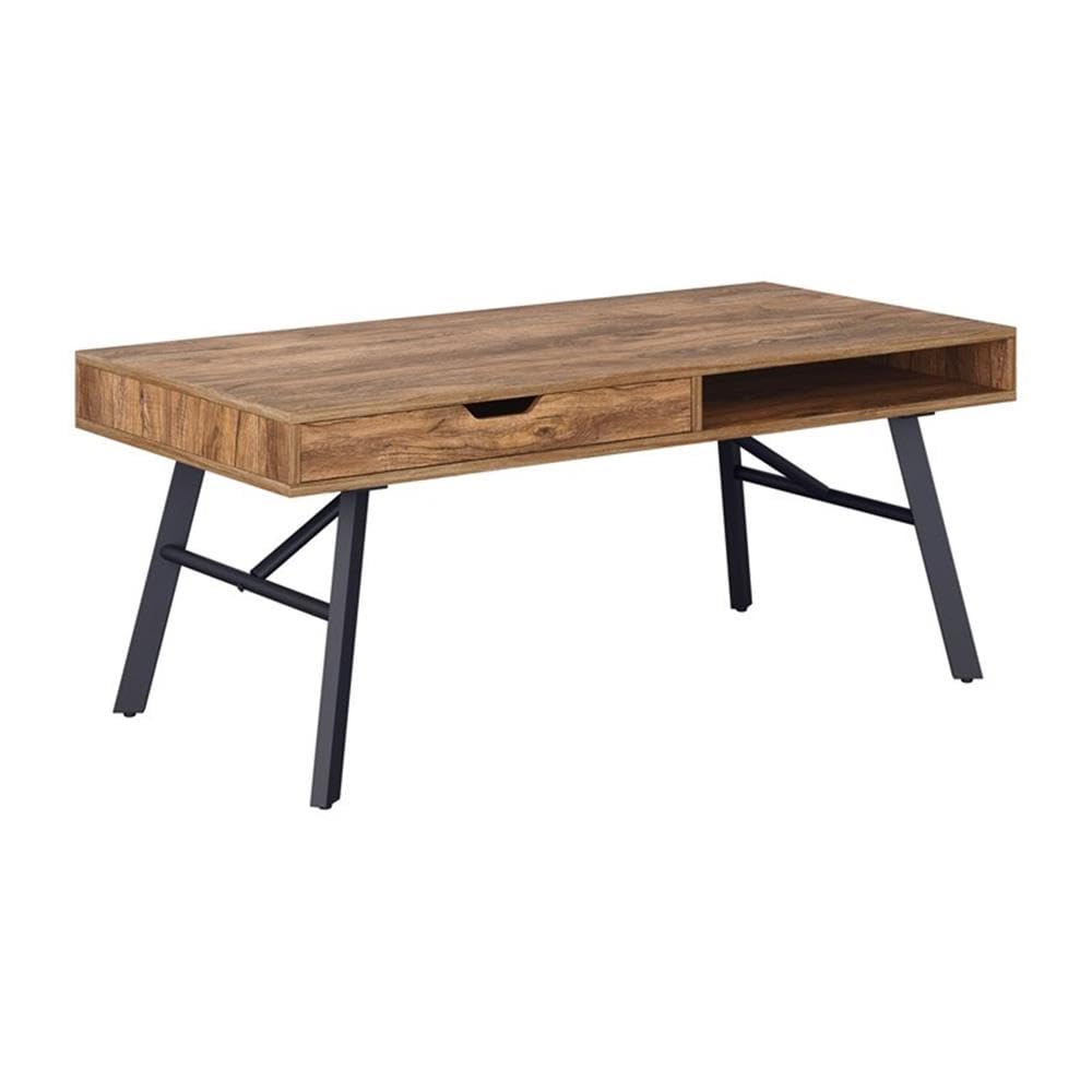 CorLiving Auston Rustic Brown Engineered Wood Coffee Table with Wood Grain Finish - Perfect for Living Room, Home Decor & Farmhouse Style Furniture