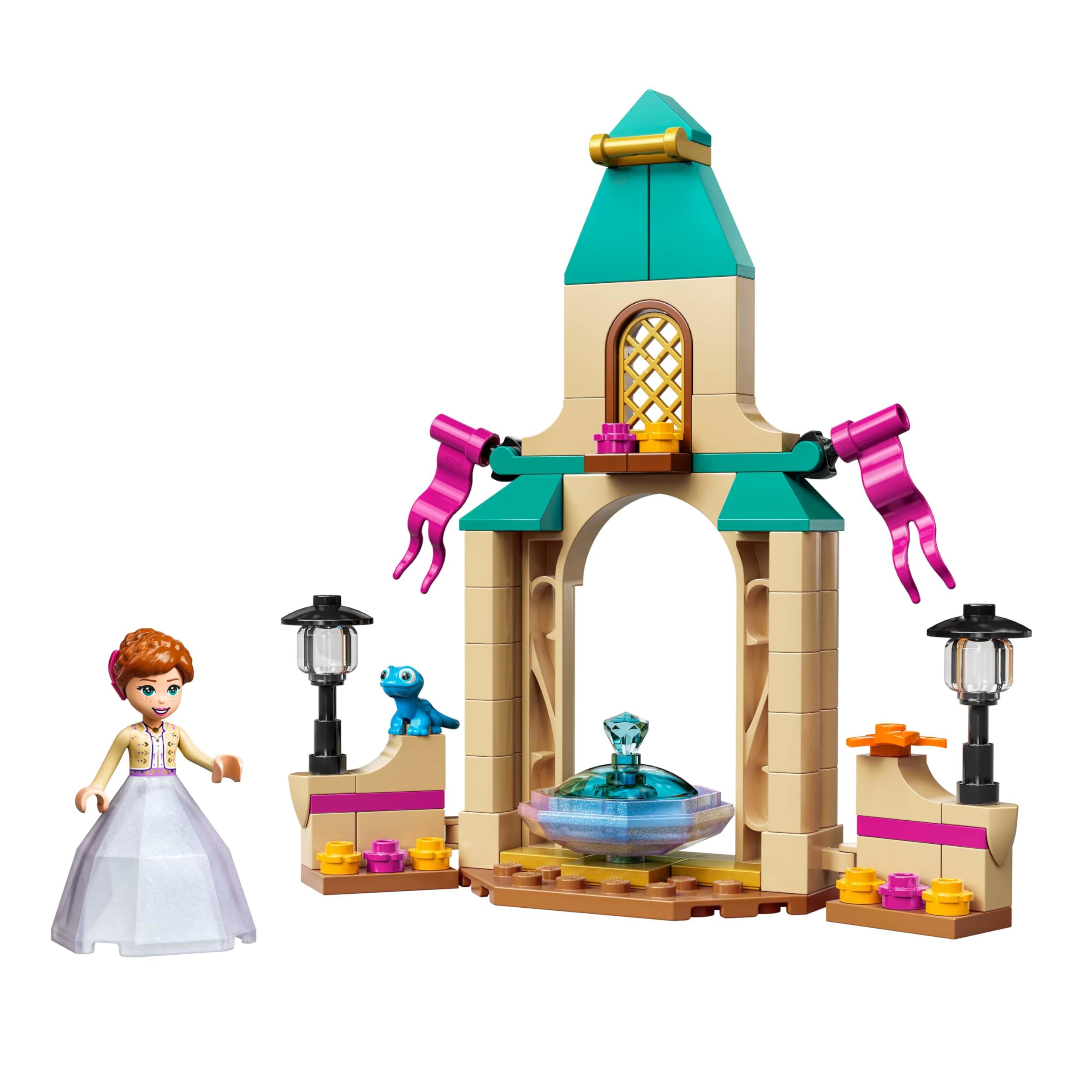 LEGO 43198 Disney Anna's Castle Courtyard Building Toy for Kids with Mini Snow Queen 2 Doll & Diamond Dress - Perfect for Disney Fans, Birthday Gifts & Creative Playtime