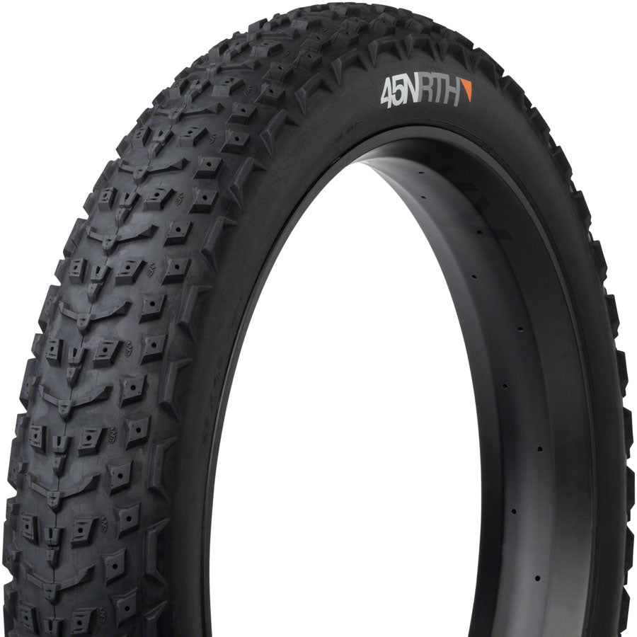 45NRTH Dillinger 5 Studdable Winter Bike Tire - 26 x 4.6 Tubeless Folding Black 120 TPI - Perfect for Snow & Ice Cycling, Fat Bike Trails, and Extreme Cold Weather Riding