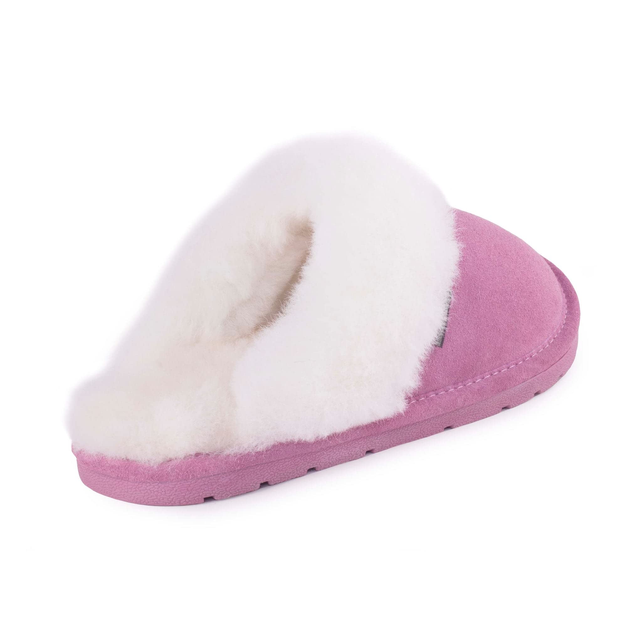 Women's Genuine Sheepskin Indoor Outdoor Scuff Slippers - Soft & Comfortable House Shoes for Relaxing at Home, Lounging or Quick Errands