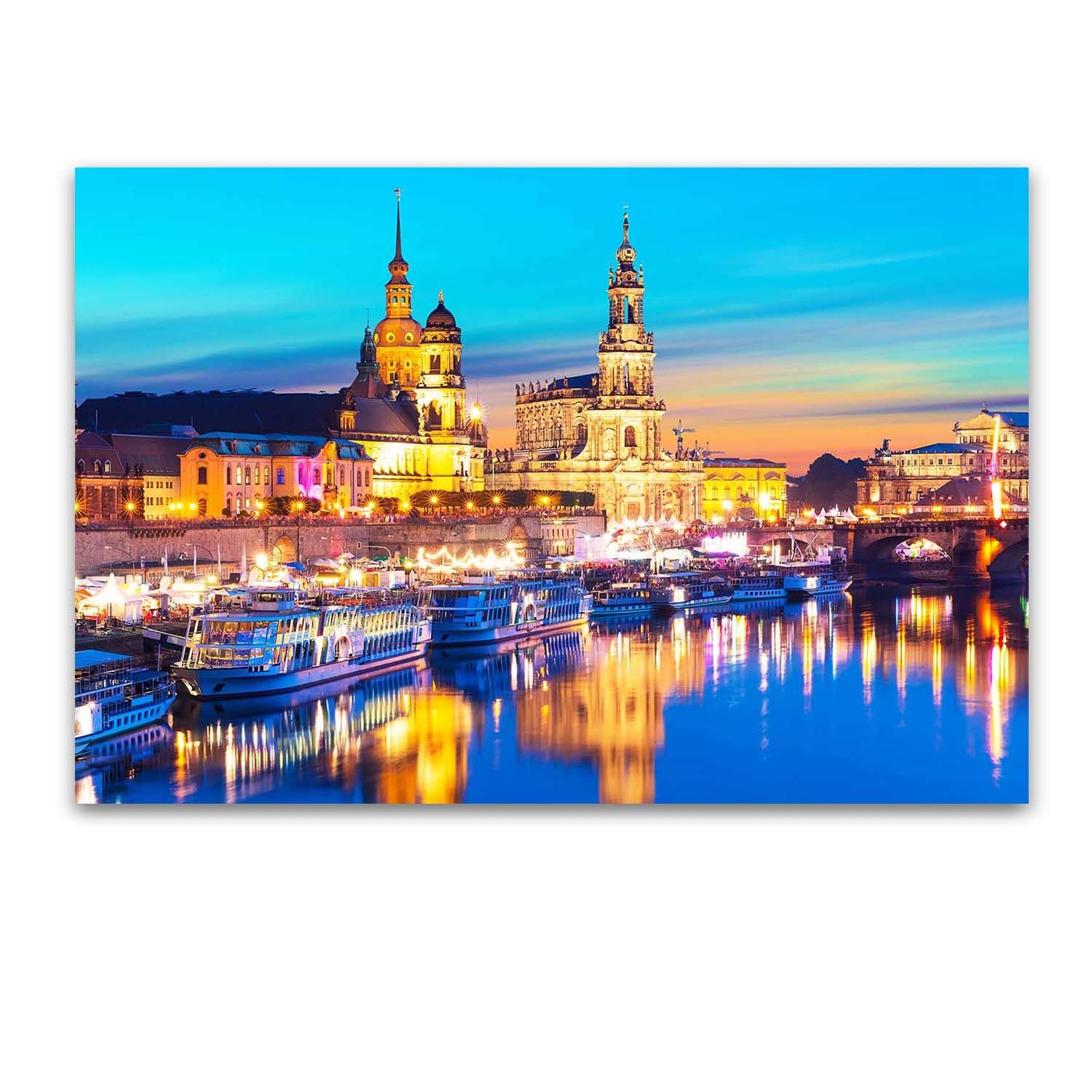 Startonight Glass Wall Art - City Skyline Reflection Water Landscape - Tempered Acrylic Glass Artwork 24x36 Inches - Perfect for Living Room, Bedroom & Office Decor