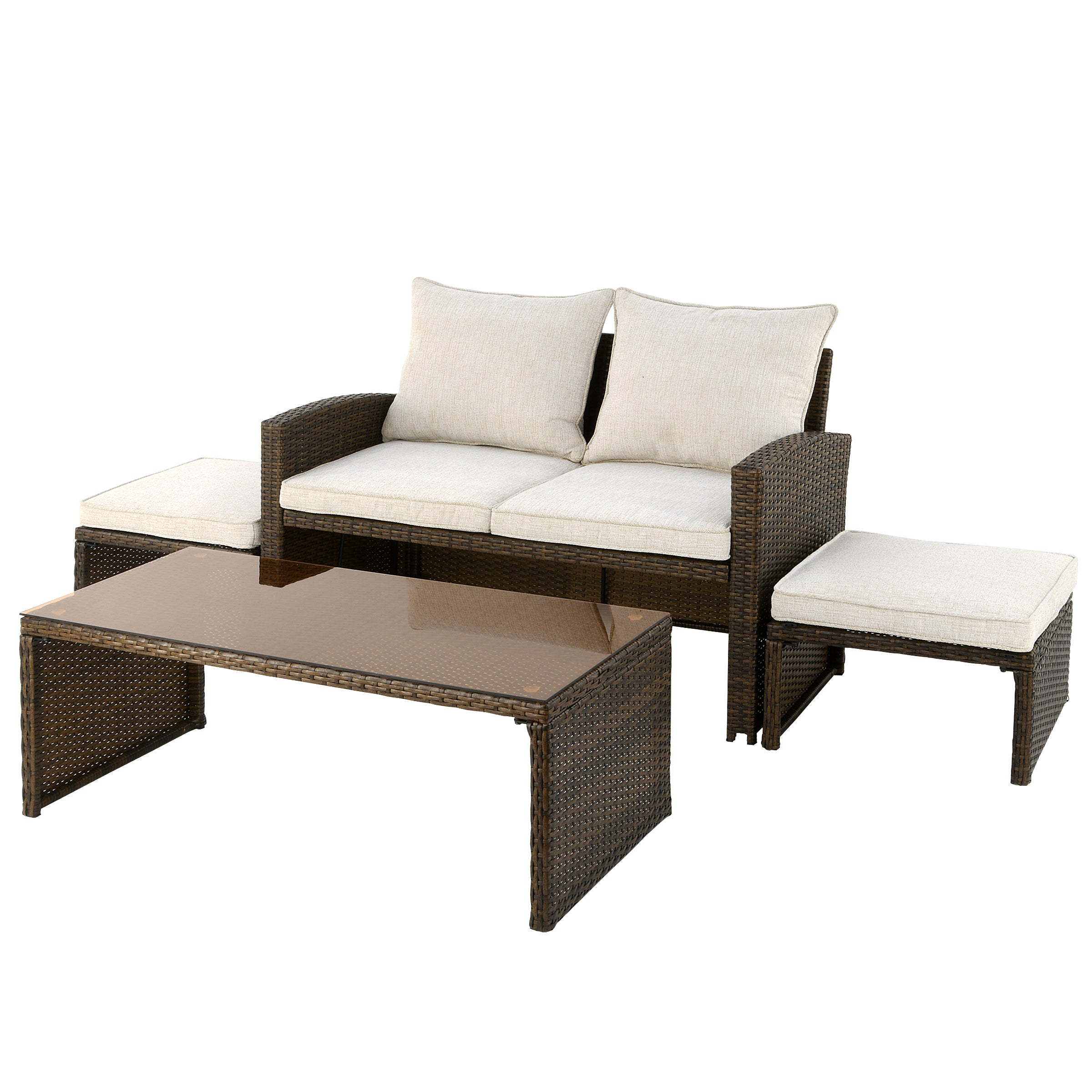 4-Piece Norton Collection All-Weather Wicker Patio Conversation Set - Perfect for Outdoor Living, Garden, Deck, and Poolside Relaxation
