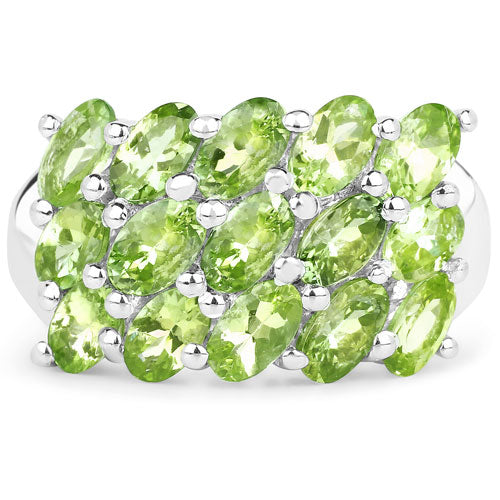 Genuine Peridot Cluster Ring - 14K Gold Plated Birthstone Jewelry for Women | Perfect for August Birthdays, Anniversary Gifts & Special Occasions