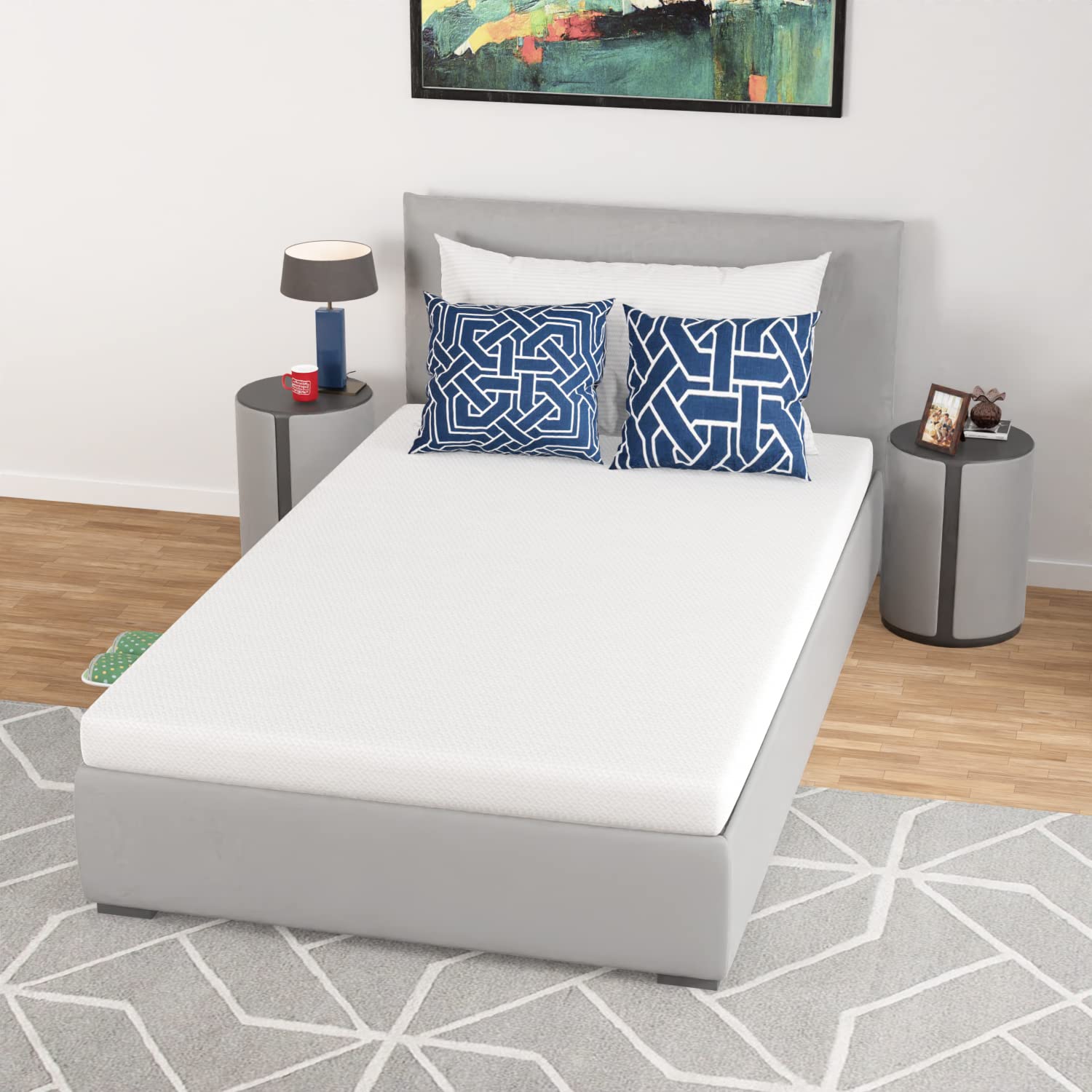 PayLessHere 5 Inch Twin Green Tea Memory Foam Mattress with Cooling Gel - Medium Firm, Fiberglass Free, CertiPUR-US Certified Bed-in-a-Box for Pressure Relief - Perfect for Guest Rooms, Dorms & Small Spaces (White)