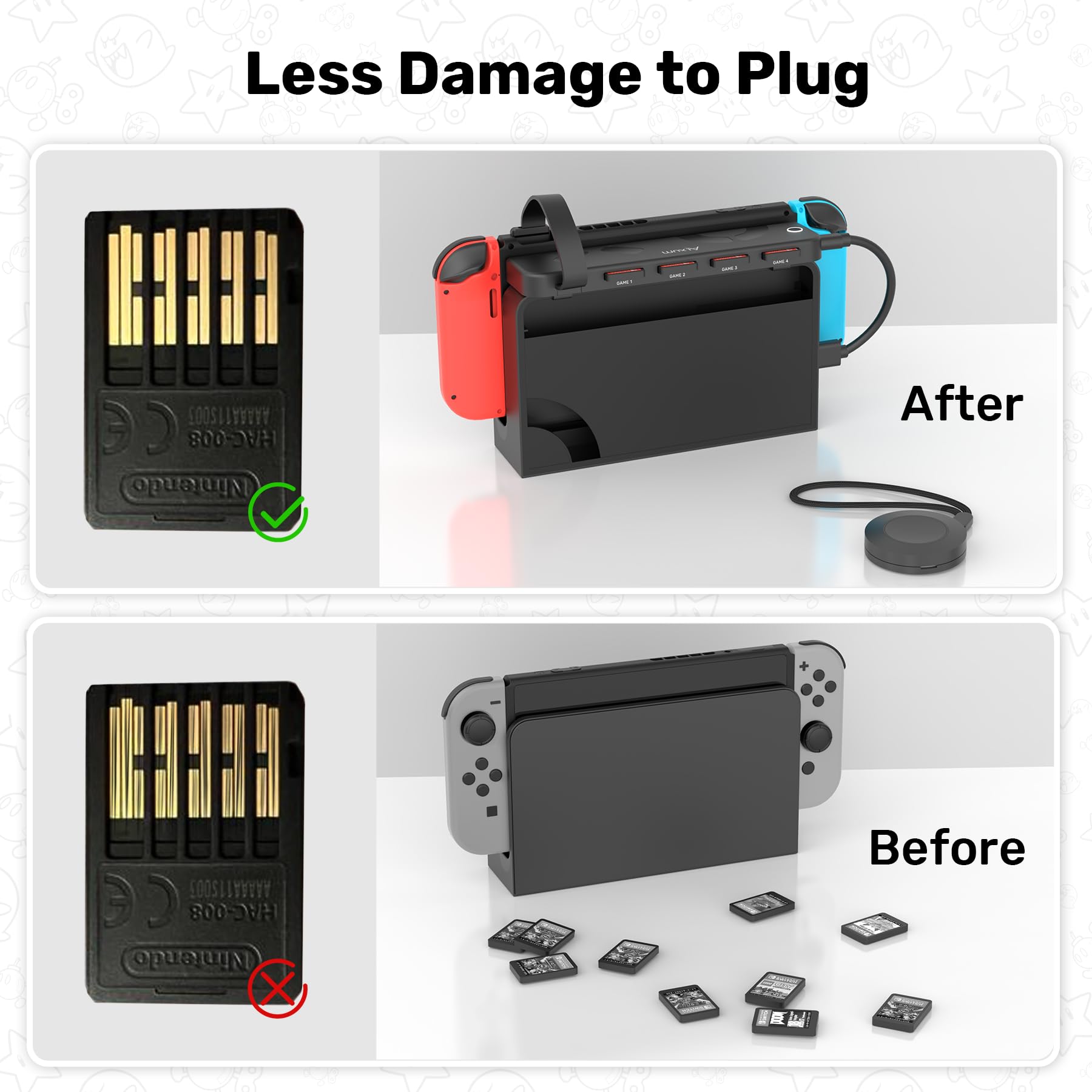 Alxum 4-in-1 Switch Game Card Reader - 2024 Upgraded Version with Remote Control for Nintendo Switch & Switch OLED | Multi-Game Switcher for Fast Game Changing | Perfect for Gaming Parties & Travel