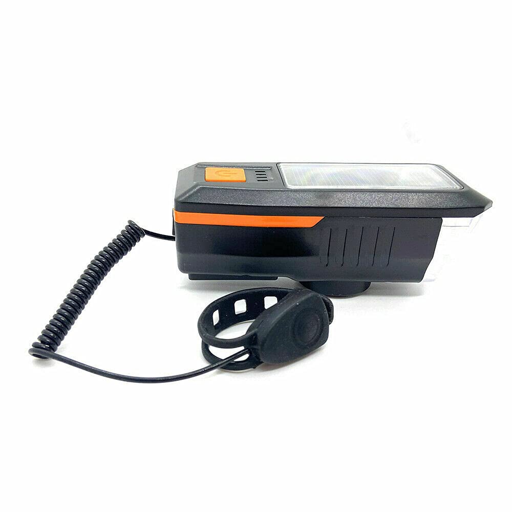 Depadmen Solar Powered USB Rechargeable LED Bicycle Headlight - Waterproof Bike Light with Horn for Night Cycling, Commuting & Outdoor Adventures