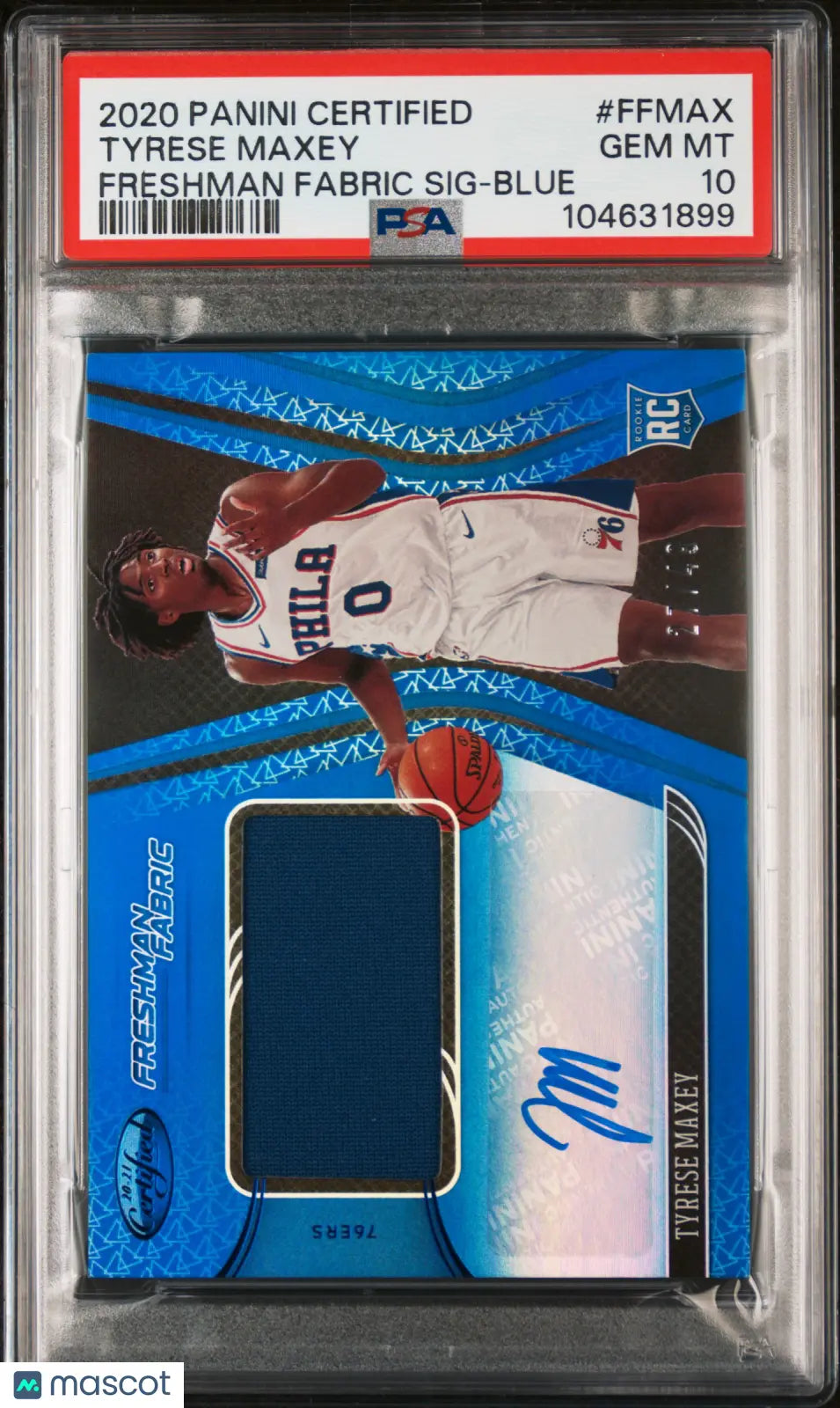 2020 Panini Certified Freshman Fabric Signatures Blue Tyrese Maxey Rookie Card PSA 10 Gem Mint /49 - Basketball Collectible for Display & Investment