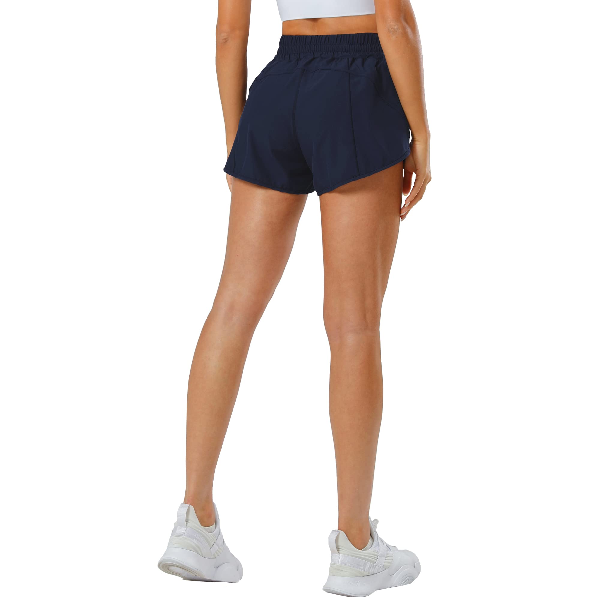 Aurefin Women's Quick Dry Athletic Shorts - Elastic Waist Running Shorts with Zip Pockets for Workout, Sports & Active Lifestyle | Perfect for Gym, Jogging and Outdoor Activities