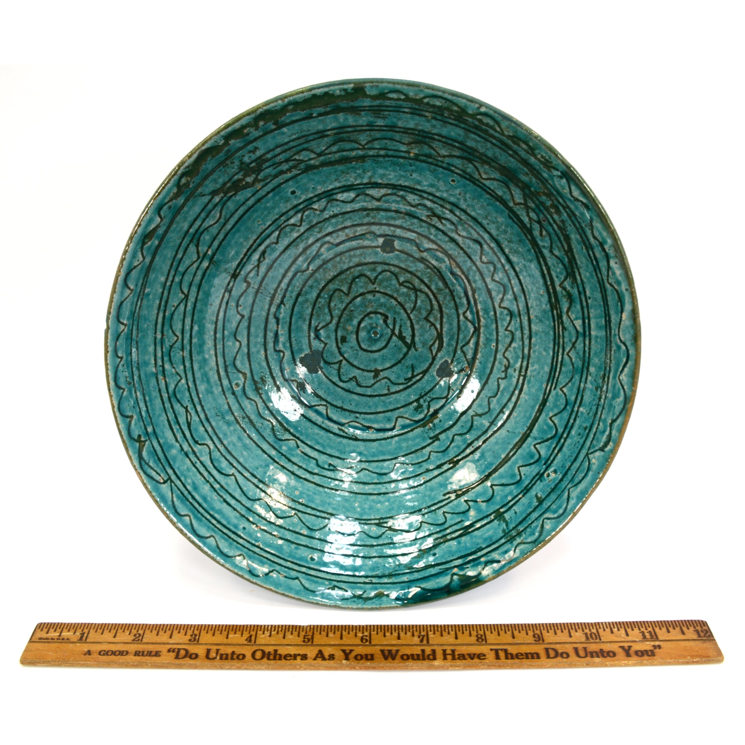 Antique Islamic Wheel-Thrown Glazed Pottery Bowl - 12th to 17th Century Persian Turquoise Ceramic - Perfect for Home Decor, Table Centerpiece & Art Collection