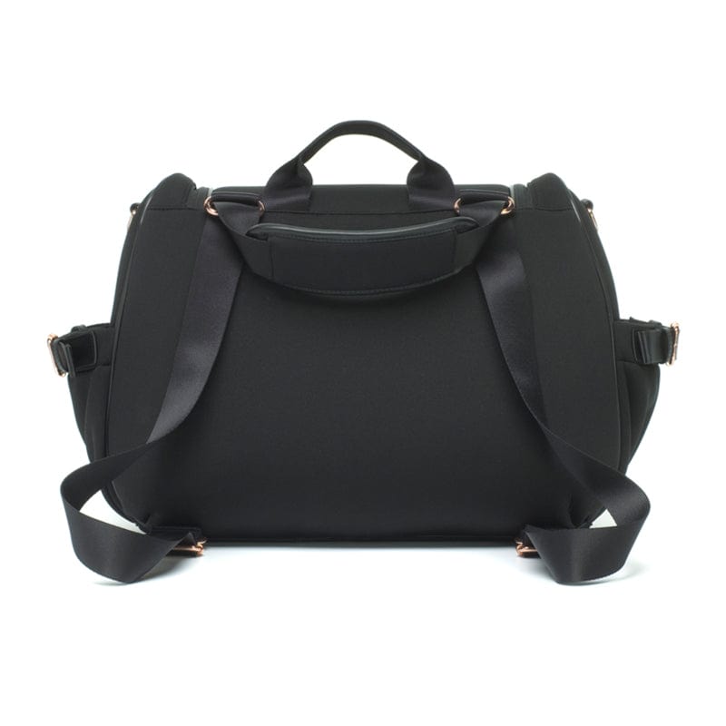Storksak Poppy Luxe Diaper Bag - Premium Scuba Black Waterproof Baby Bag for Moms | Perfect for Travel, Shopping & Everyday Use with Baby