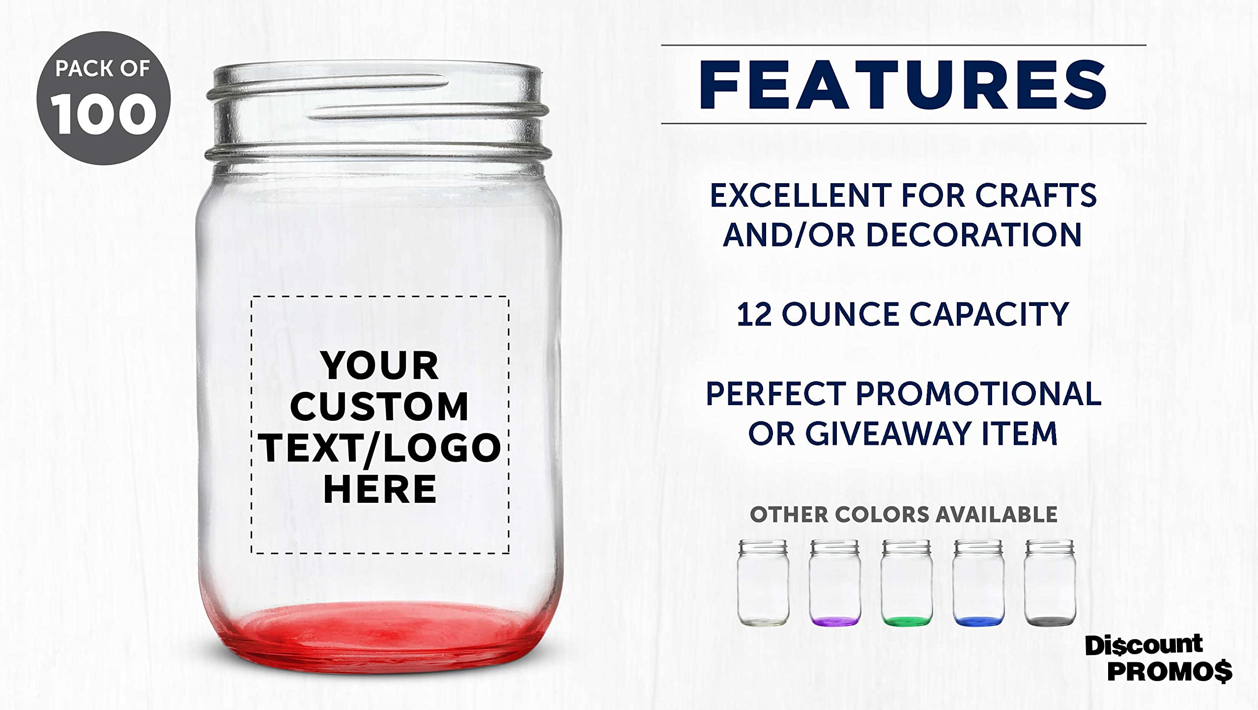 100-Pack 12oz Custom Mason Jars Bulk Set - Personalized Glass Containers for Overnight Oats, Candies, Pickles, Spices & Beverages | Perfect for DIY Gifts, Wedding Favors, Party Decor & Kitchen Storage (Red)