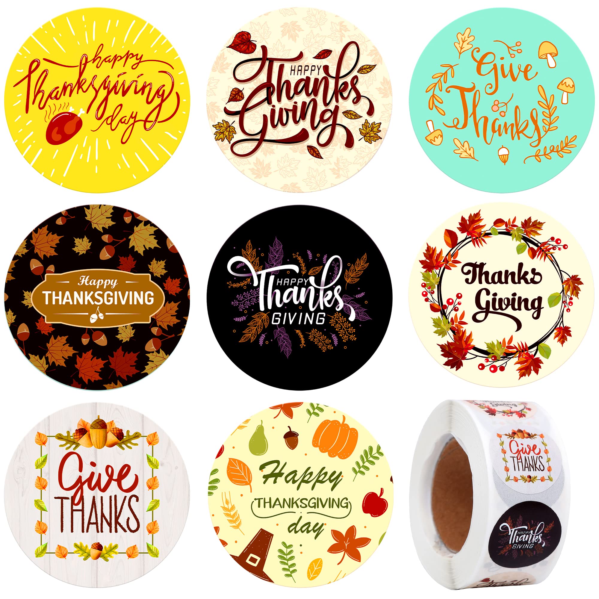 KatchOn Thanksgiving Stickers - 500 Pcs Bulk Pack for Kids & Adults | Holiday Party Favors, Decorations, Give Thanks Stickers | Perfect for Classroom Crafts, Scrapbooking & Gift Wrapping