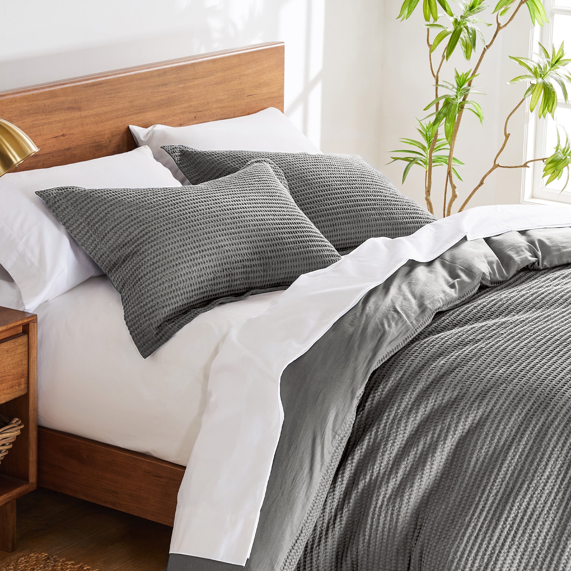 Premium Cloud Waffle Duvet Cover Set - Soft & Breathable Bedding - Queen/King Size - Luxury Textured Bedding for Cozy Sleep & Hotel-Style Comfort