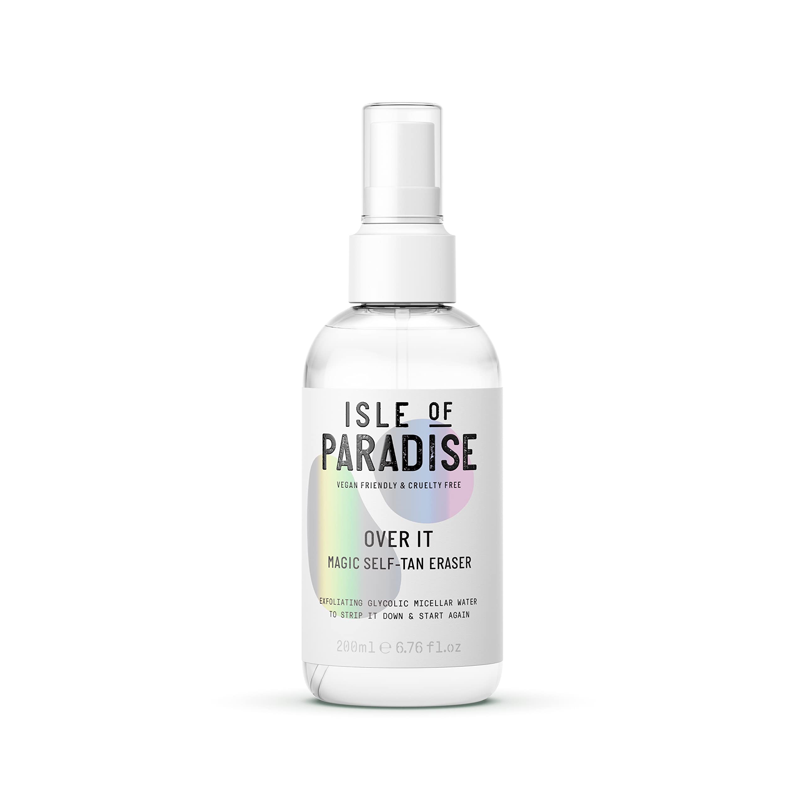 Isle of Paradise Over It Magic Self Tan Eraser - Glycolic Acid Exfoliating Micellar Water for Fake Tan Removal, Vegan & Cruelty-Free (6.76 Fl Oz) | Perfect for Pre-Tan Prep & Post-Tan Correction