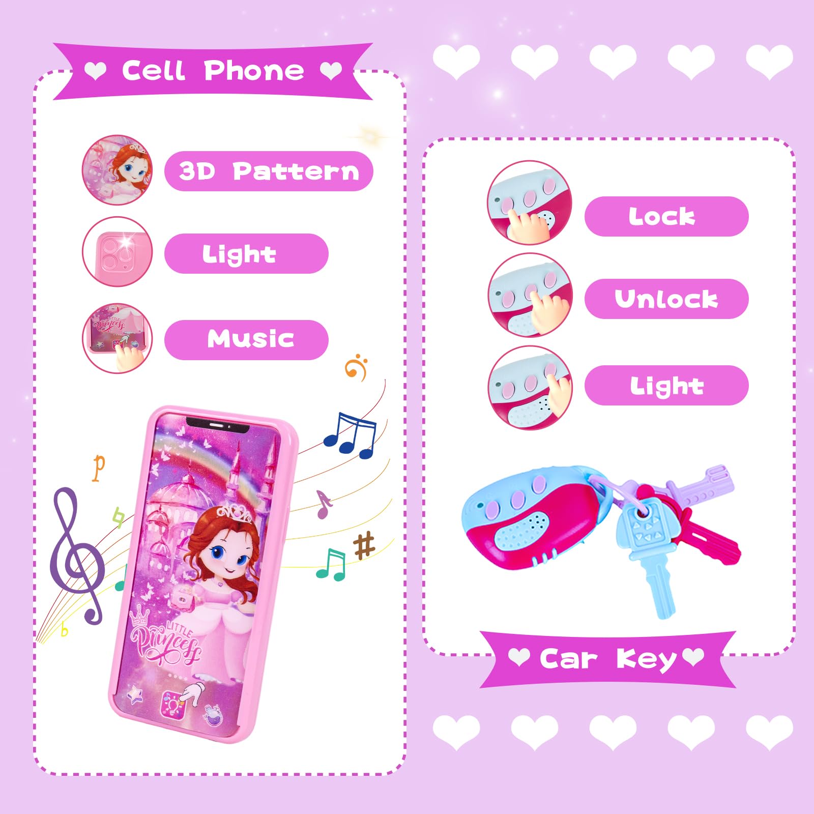 Little Girl Purse with Kids Makeup Kit - My First Purse Set with Chain Bag, Pretend Play Toys for Toddlers Ages 3-8 - Perfect Princess Gift for Christmas & Birthday (Purple) | Dress Up, Role Play & Party Fun